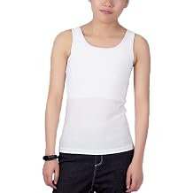 BaronHong Tomboy Chest Binder Solid Color Vest Summer Cool Tank Top White, XL