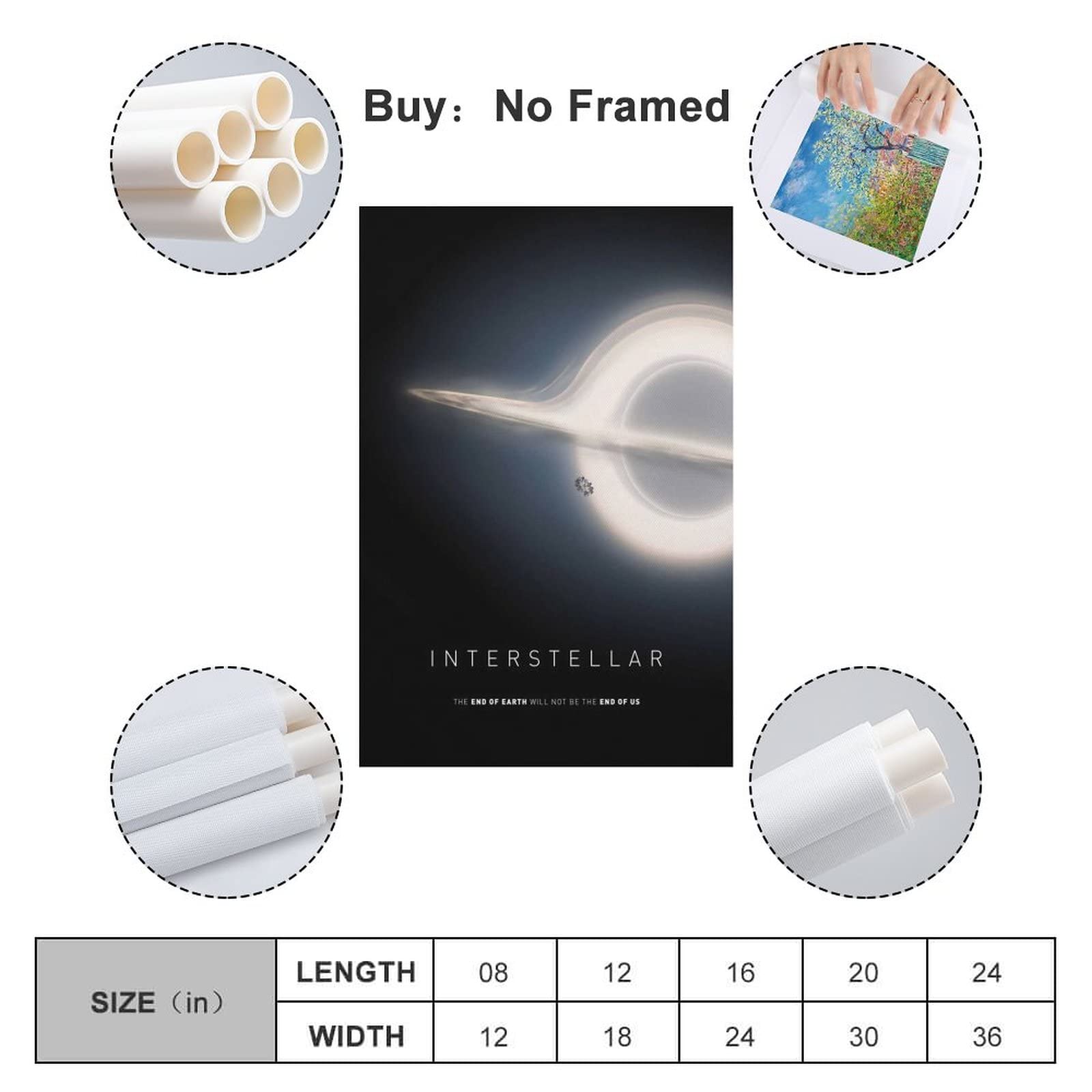 YUYUMEGDE Interstellar Movie Poster Decoratief Schilderij Canvas YUYUMEGDE Interstellar Movie Poster Decoratief Schilderij Canvas