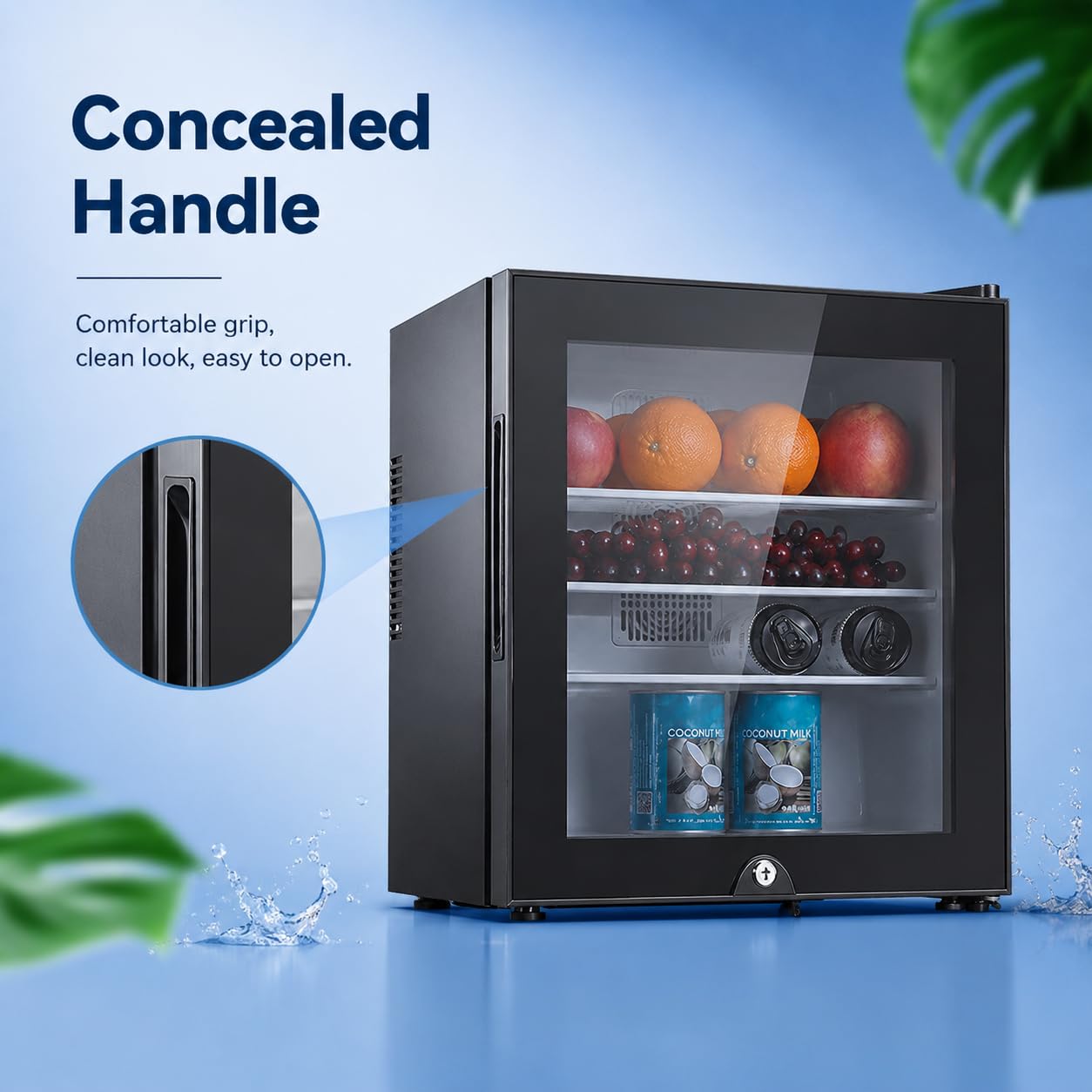 Mini frito 30L para el drin, enfriador vertical del cact, operador silencioso 28dB, eficiente en la energía, refrigerador negro de la puerta individual para el dormitorio de la oficina, diseño del aho