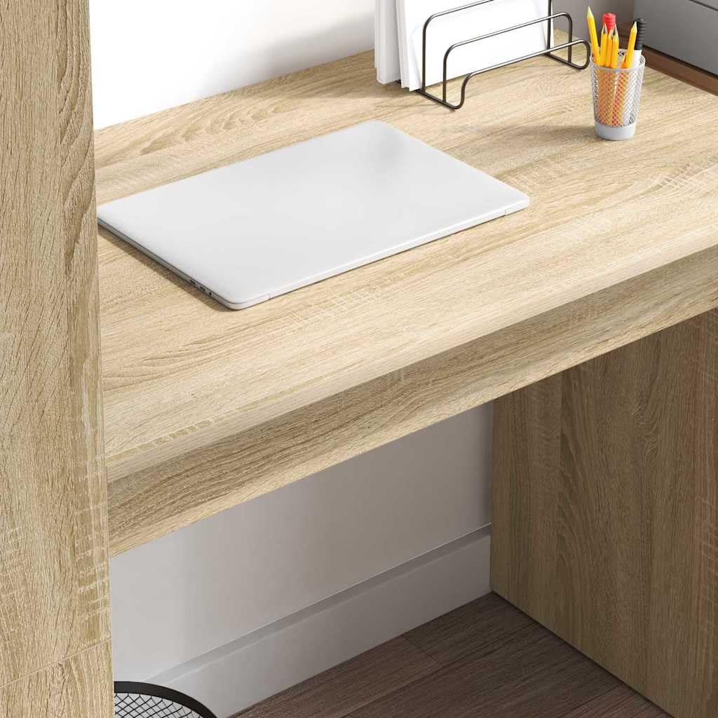 Scrivania Porta PC con Libreria Rovere Sonoma 113x54x120 cm | Tavolo da lavoro con scaffali integrati per organizzare libri e accessori in soggiorno o studio.