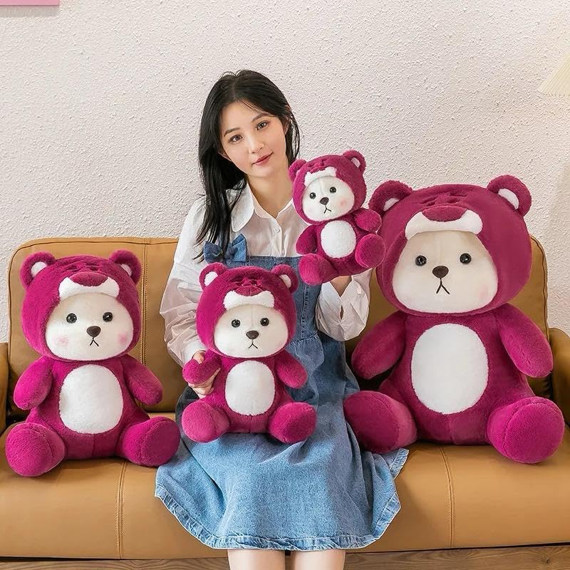 Image of Babique Hoodie Teddy Bear Soft Toy | Stuffed Plush Animal | Ideal for Birthdays & Special Occasions Girls /Boys, Baby Kids -Purple 28 cm