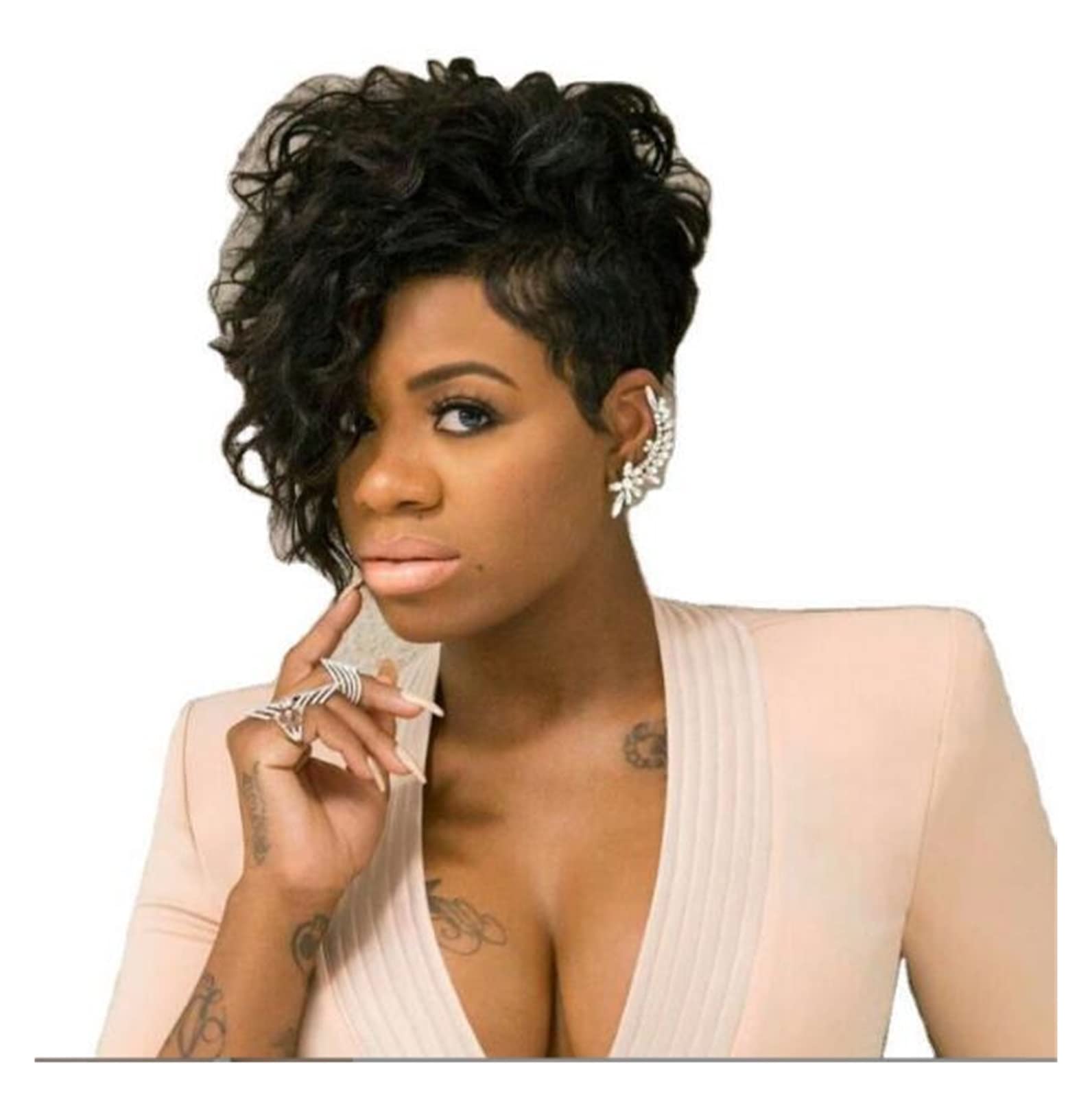 JYARZ Layered Wig Short Black Wig，Bangs Natural Short Haircuts For Women Synthetic Short Wigs For Black Women Cosplay Wig