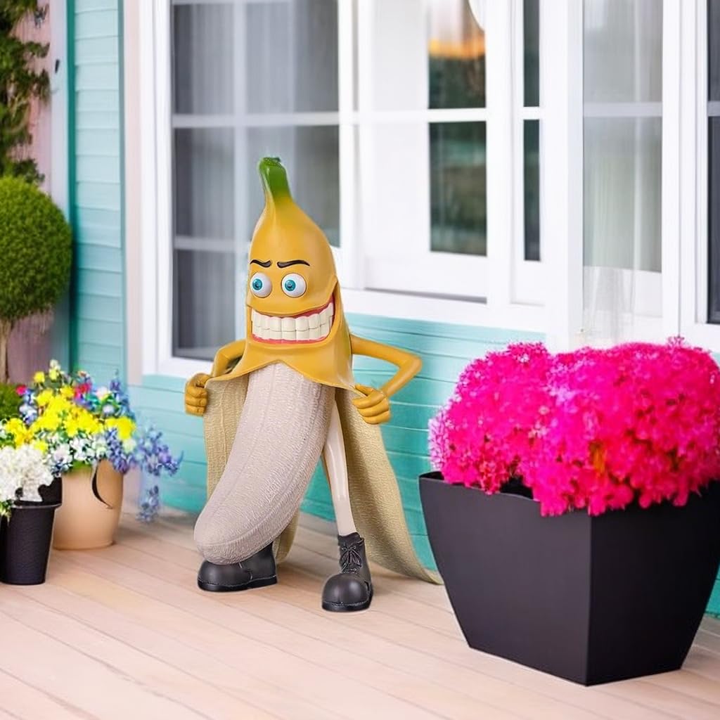 木彫りのバナナ Amazon.co.jp: Abanidet 邪悪なバナナの男の像、気まぐれな樹脂