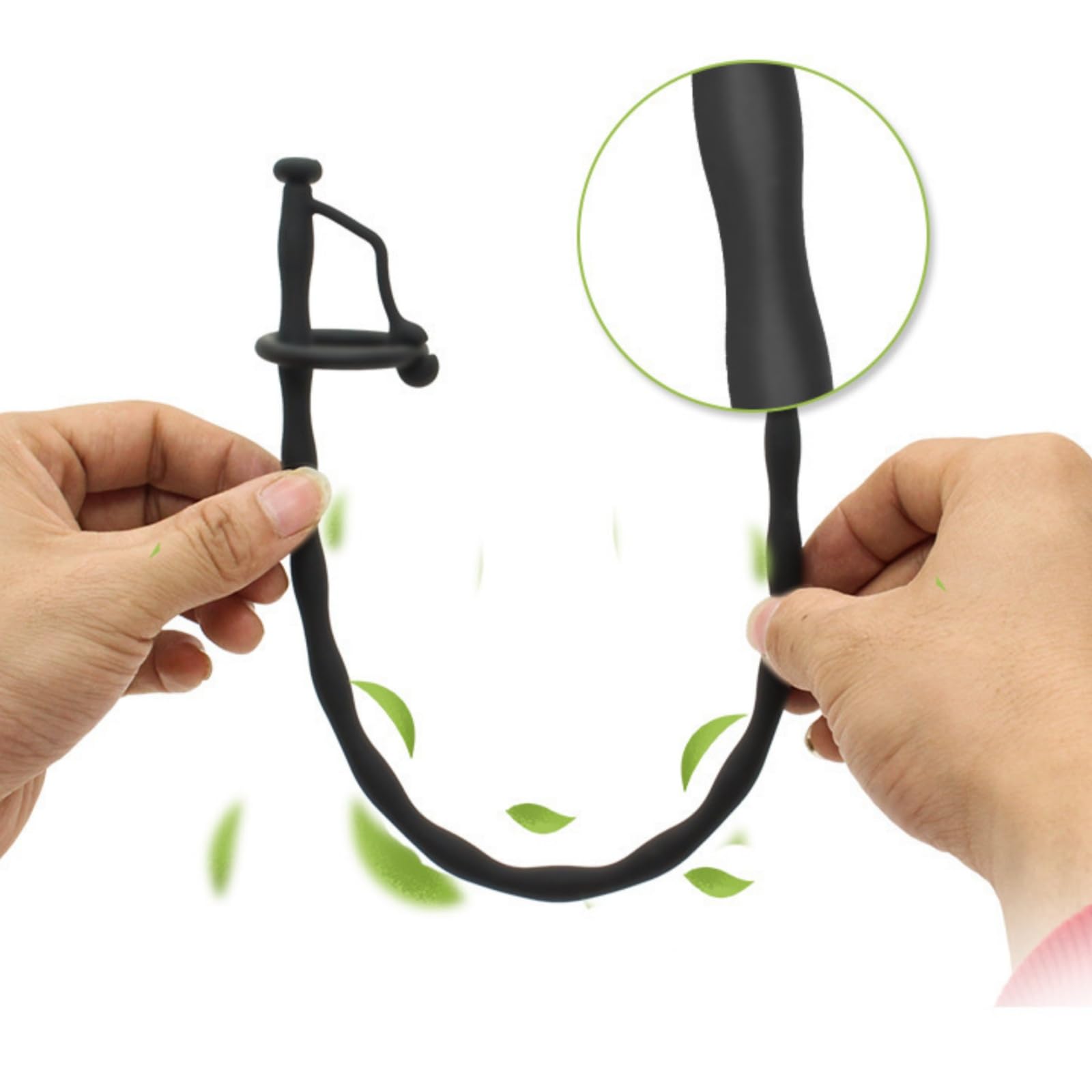 Sonda uretrale cava staccabile nera per uomini, lunga 30 cm, adatta ai principianti-ITRM5801 (L)