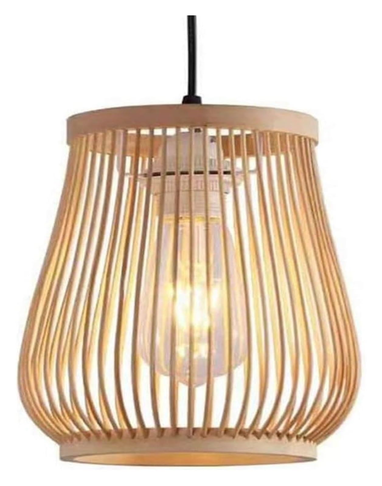 LYMSXAZOU 1-Pack Coastal Style Chandeliers Hollow Lamp Shade Wicker Cage Woven Pendant Light Fixtures E27 Rattan Ceiling