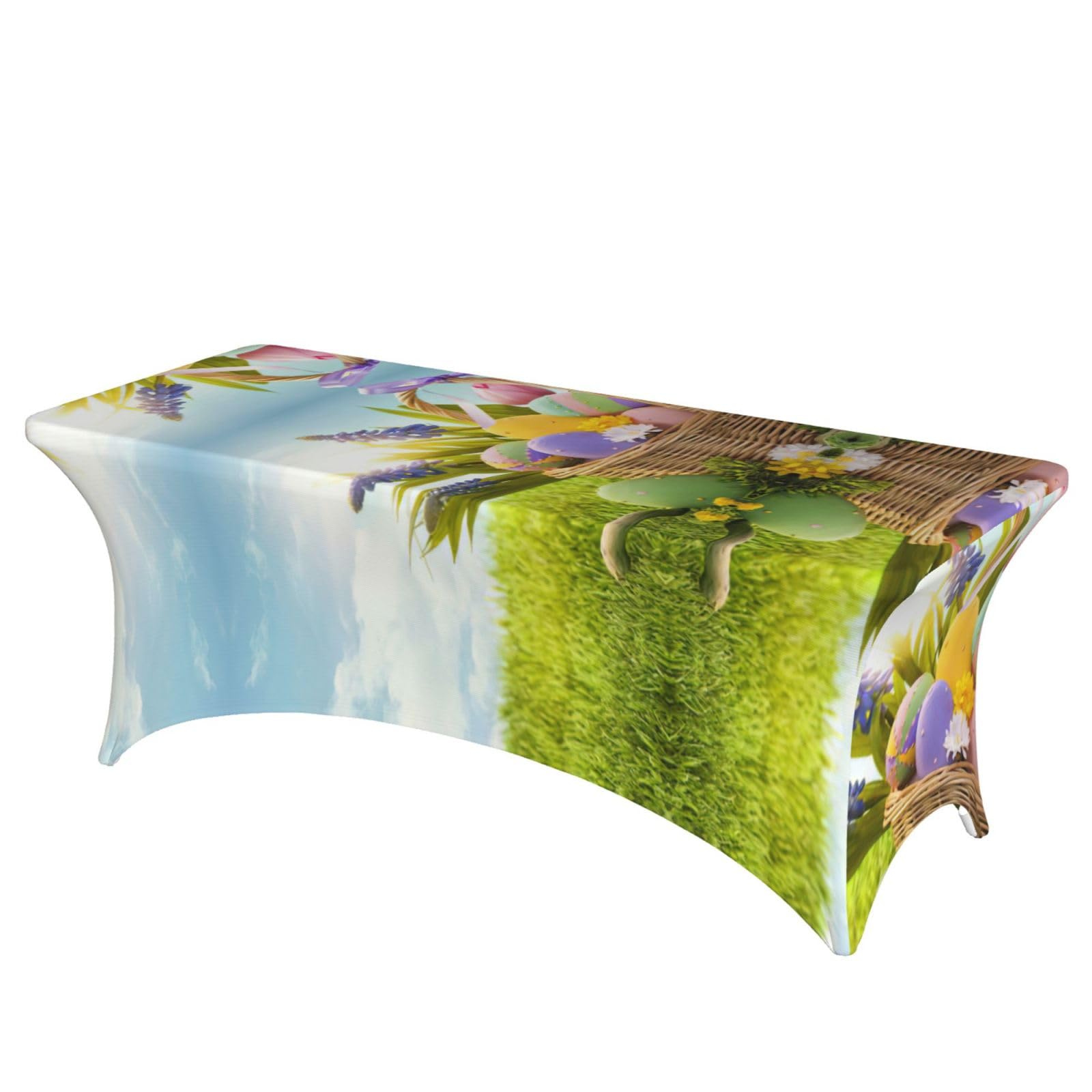 Nappe rectangulaire extensible élasthanne 1,8m imprimé Pâques