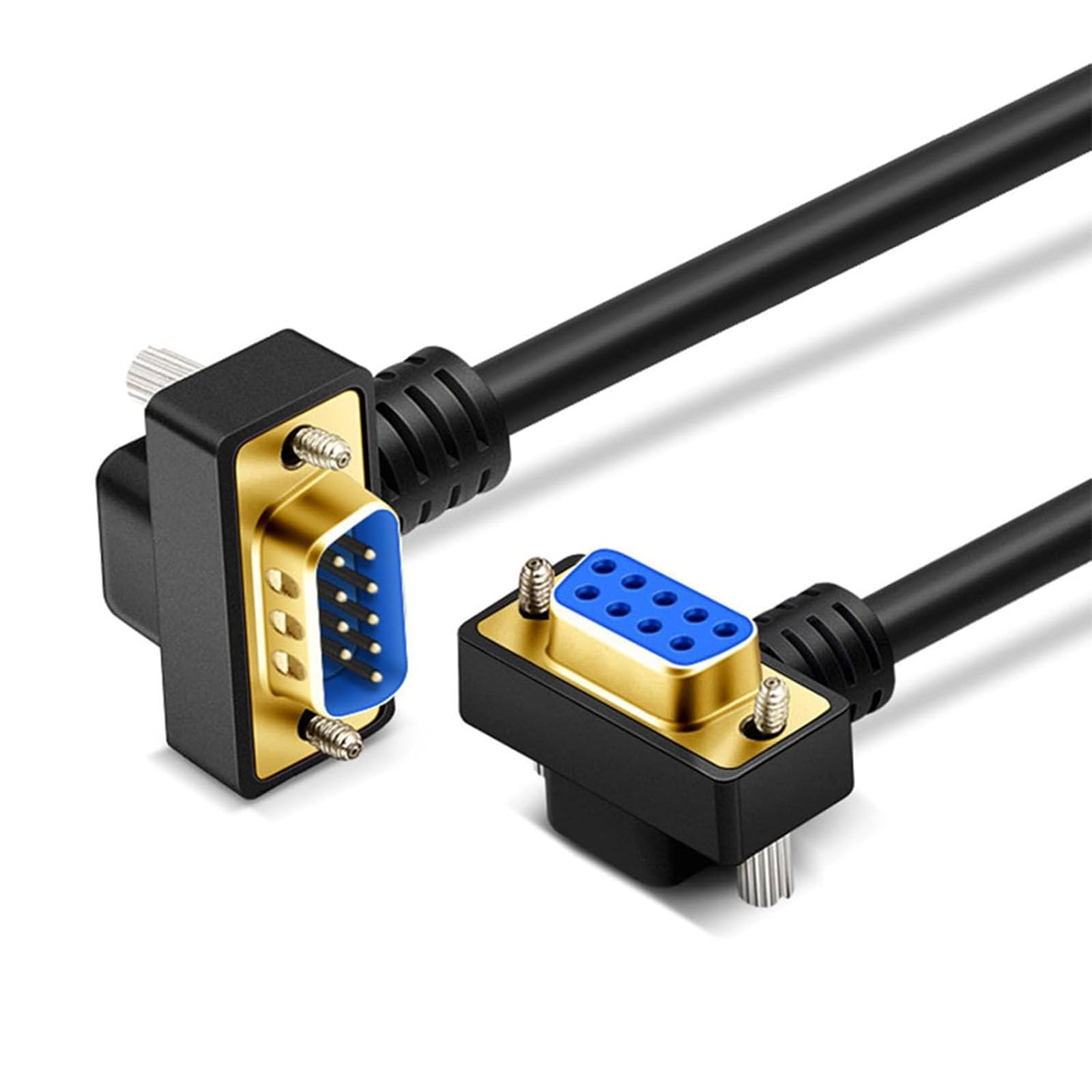 KJCPZYPP DB9 Male to Female 9 Pin Up Right Angle Gold Plated RS232 Serial COM Port Cable 2Meter(6.56FT)
