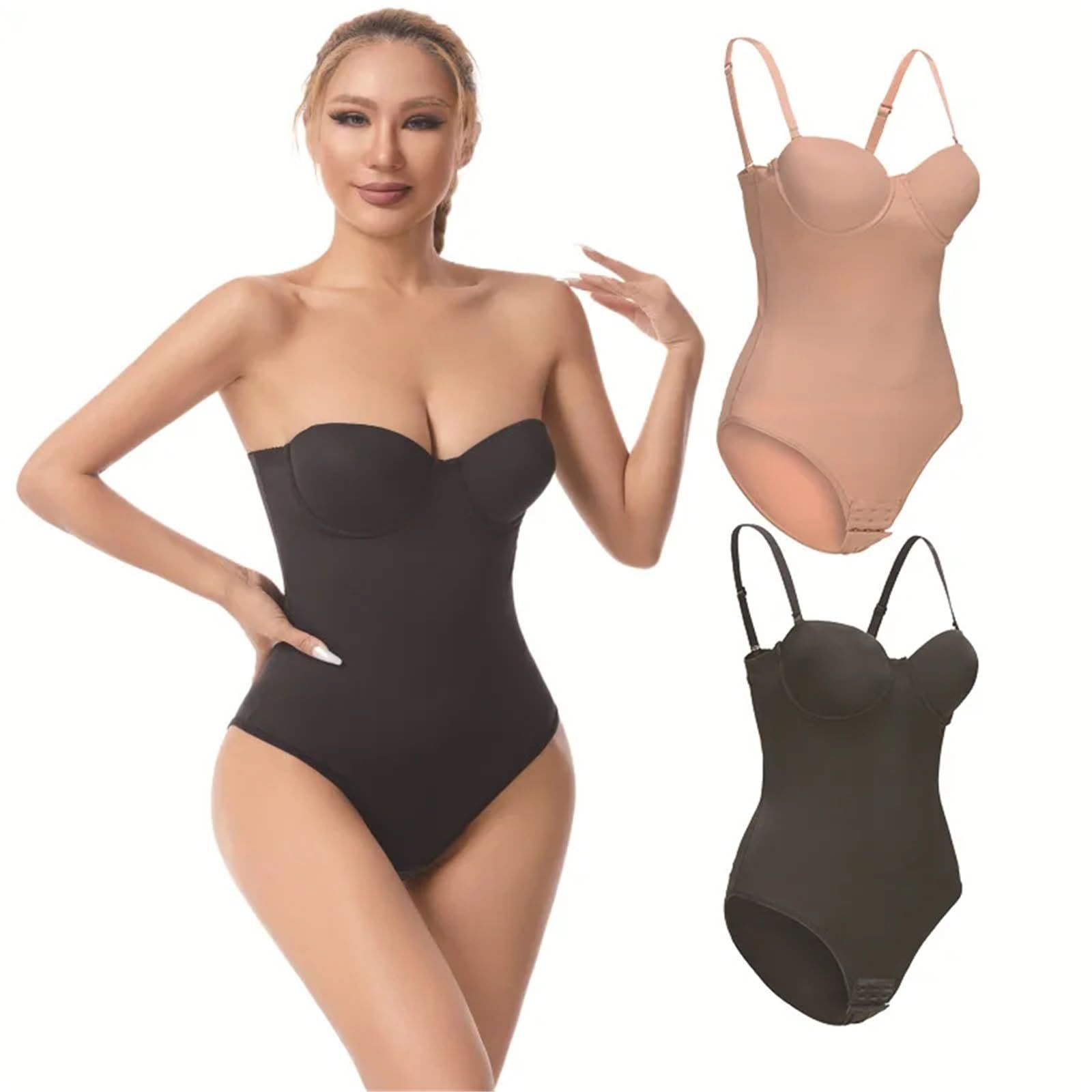 Faja Moldeadora de Verano de Talla Grande for Mujer, con Aros de Acero, Sujetador, Mono, Vestido, sin Tirantes, sin Costuras Adecuado para Fiestas, Trabajo, Bodas(Beige,M)