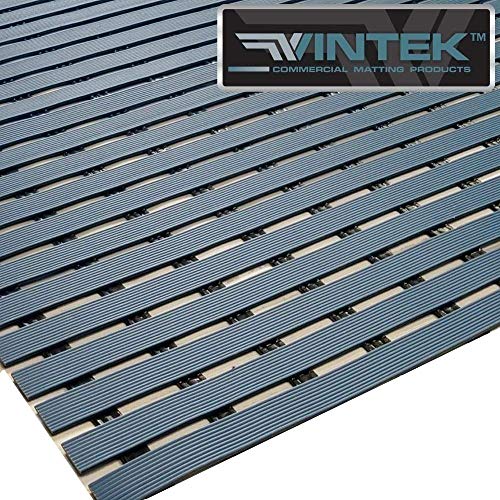 VinTread Mat Vinyl Wet Area Floor Matting for Swimming Pool Shower Sauna SPA Bath Tub Bath Splash Matting Water Drain Wet Flooring Anti-Slip Indoor/Outdoor by VinTek (3' x 12', Blue)