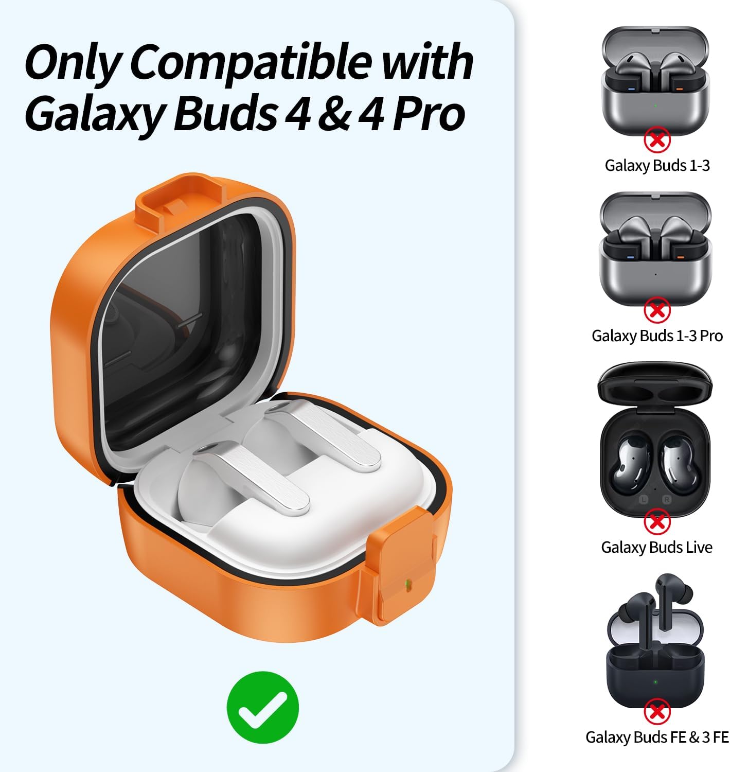 Case Compatible with Samsung Galaxy Buds 4 & Galaxy Buds 4 Pro (2026) with Secure Lock Clasp, Wireless Charging, Shockproof Protector with Anti-Lost Rope & Carabiner, Earbud Accessories for Men Women image 2
