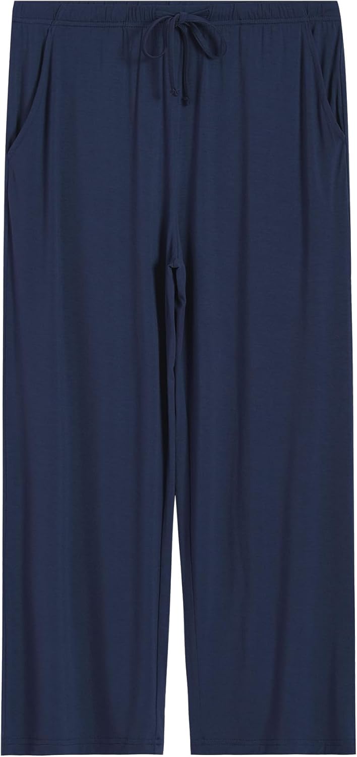 Latuza Women's Petite Pj Lounge Sets Viscose V Neck T-Shirt Wide Leg Pajamas - Image 4