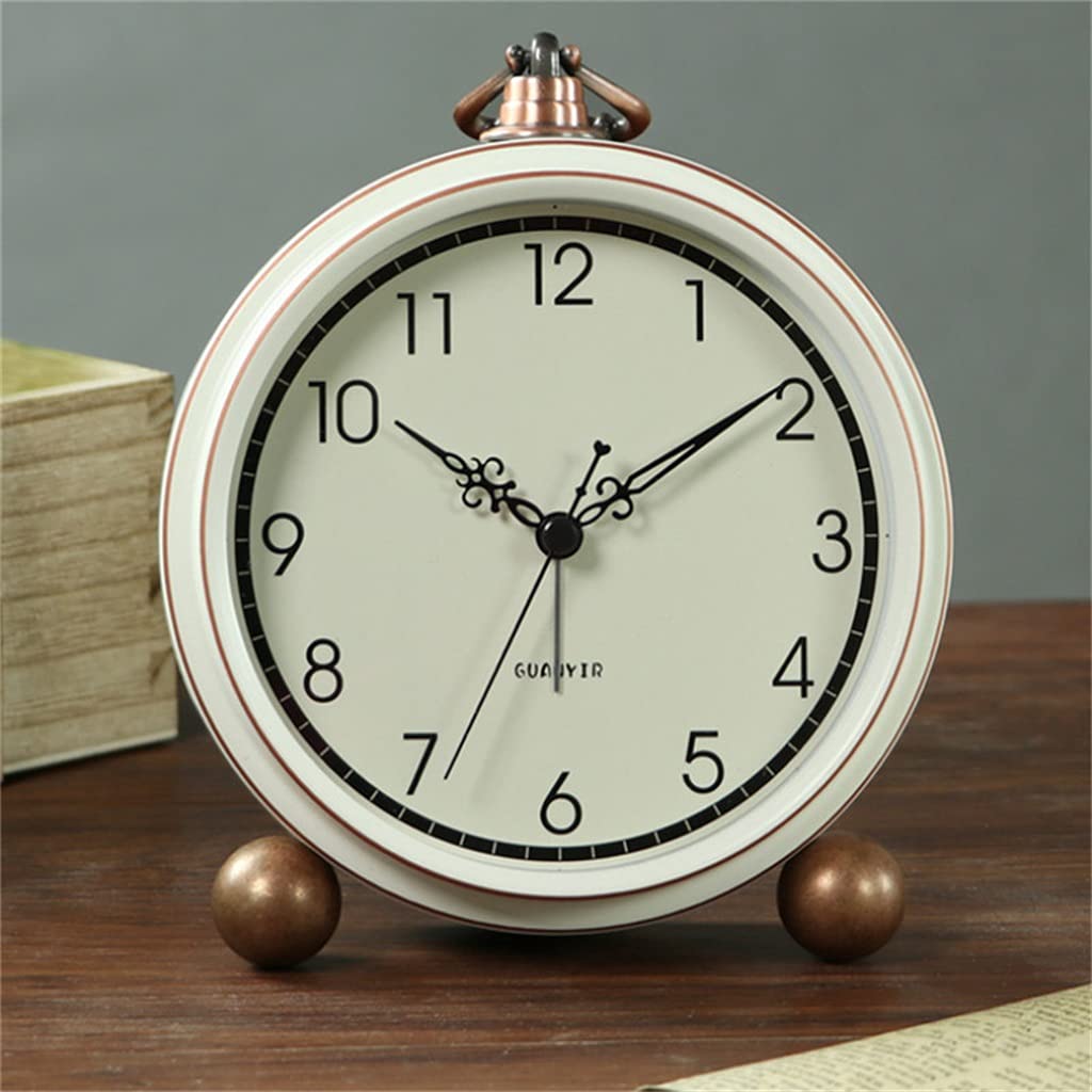 European Retro Creative Silent Alarm Clock Student Bedroom Bedside Table Clock Simple Small Desktop Clock Home Decor Color