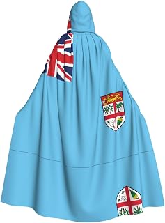 Fiji Flag Halloween adult hooded cape, suitable for Halloween, role playing, masquerade, theme party, carnival