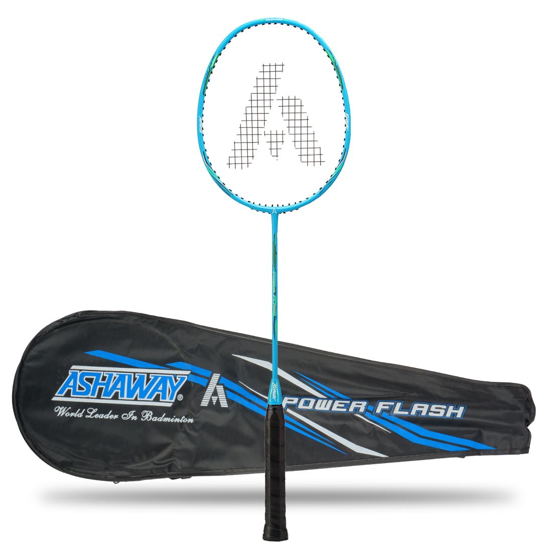 Ashaway Aluminium Power Flash Badminton Racket | Strung | 85g | Up to 25 LBS | Even Balance (Blue)-picture-54