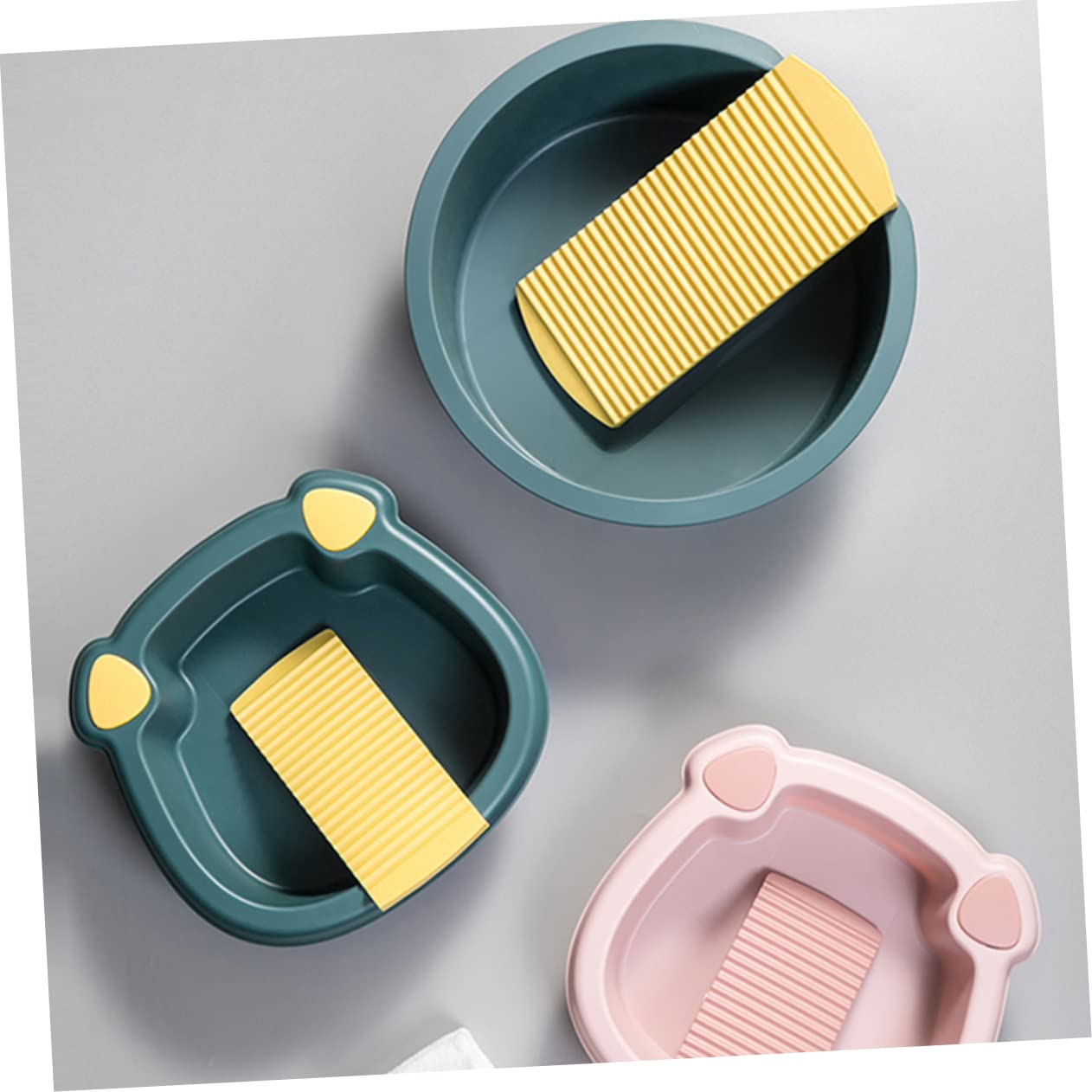 Healvian 1juego Bañera Para Ropa Tablero De Lavado Resistente Altas Temperaturas y Prueba De Fugas Para Dormitorios y Lavados Mano Profundo Mostaza