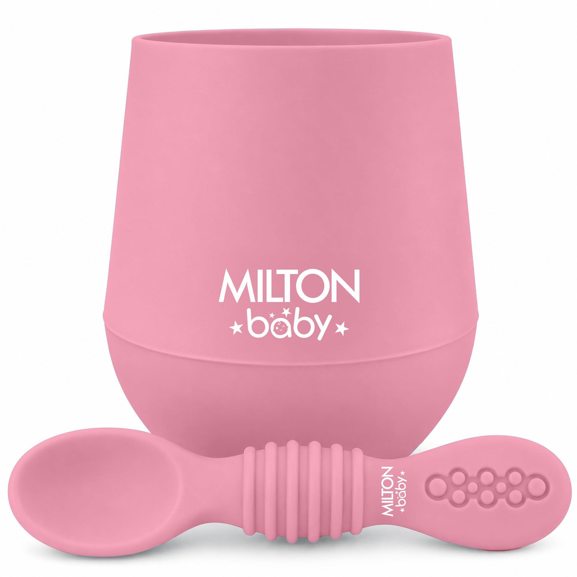 Silicone Tumbler with Spoon I Baby & Toddler Training Cup & Spoon I BPA Free -100% Food Grade I Weighted Base to Prevent Tip-Overs I Anti Slip Bottom I Gentle on Tender Gums I Pink-image-12