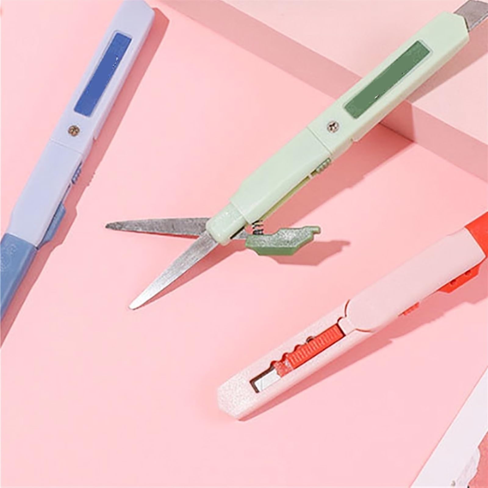 JINGYAN Cuchillos multiusos Art Knife Portable Scissors(Blue)