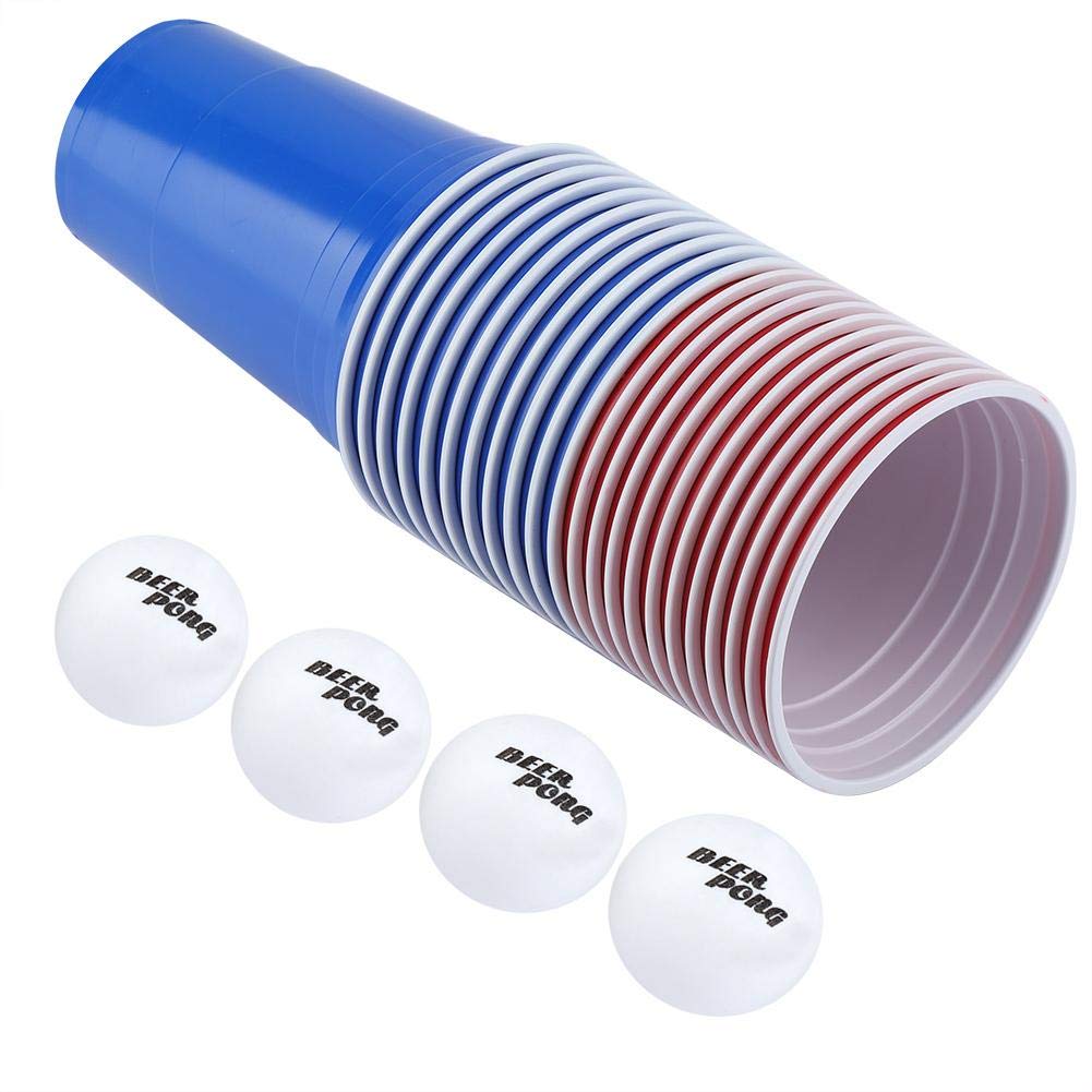 Beer, Drinking Game Set, Lightweight and Reliable, for Parties for Tailgating(red Cups 11+Blue cups11+4balls)