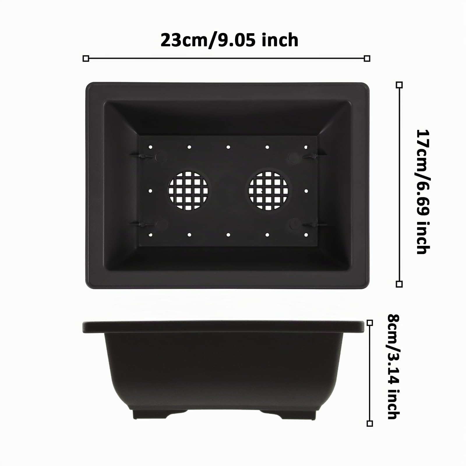 10 vasi da allenamento per bonsai, 23 x 17 cm, vasi per bonsai con sottovaso, in plastica, per soggiorno, ufficio, giardino