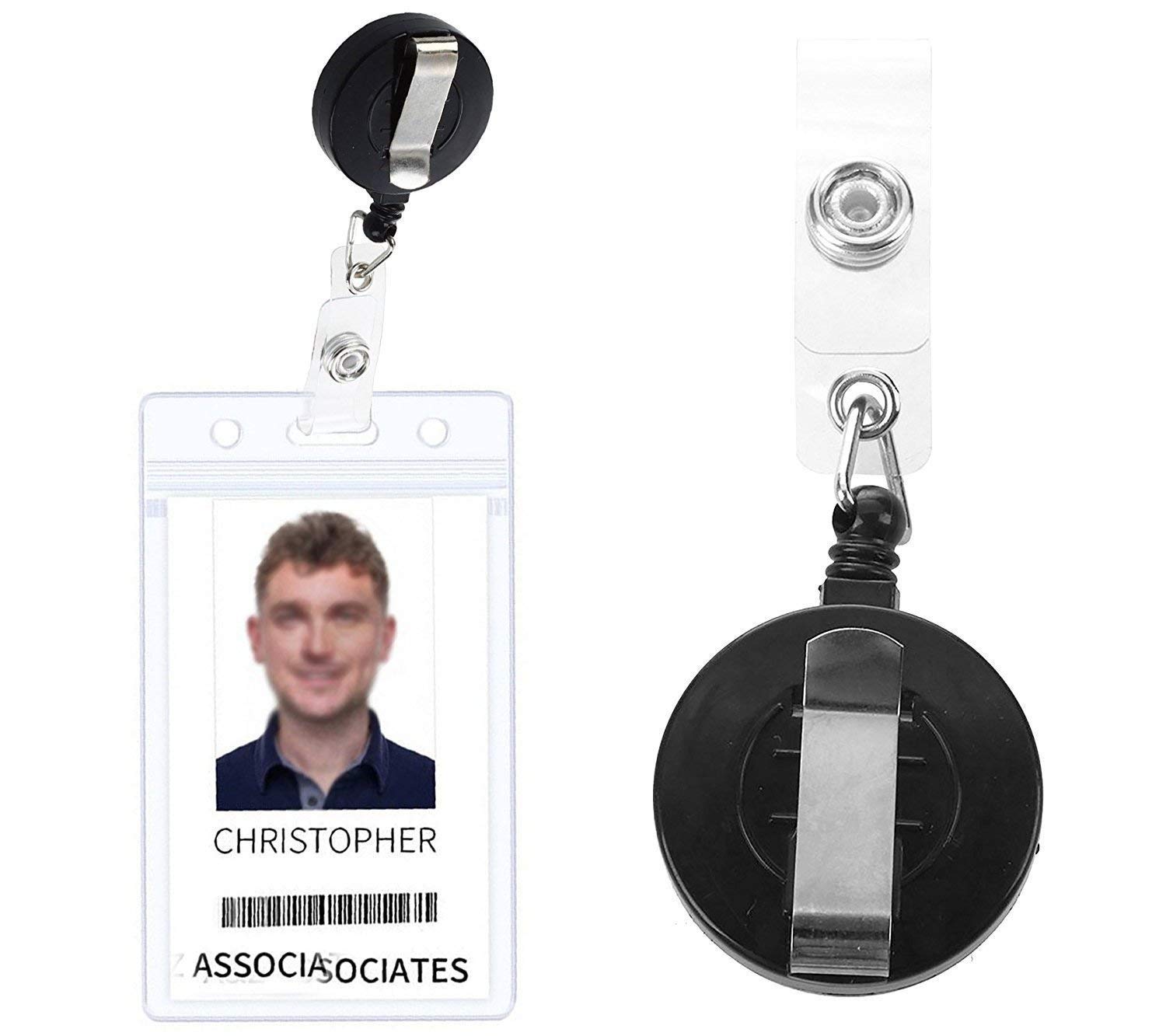 ANG Round Shape Retractable yo-yo Clip for id Card Holder (Pack of 5) β (Black or Blue) 4