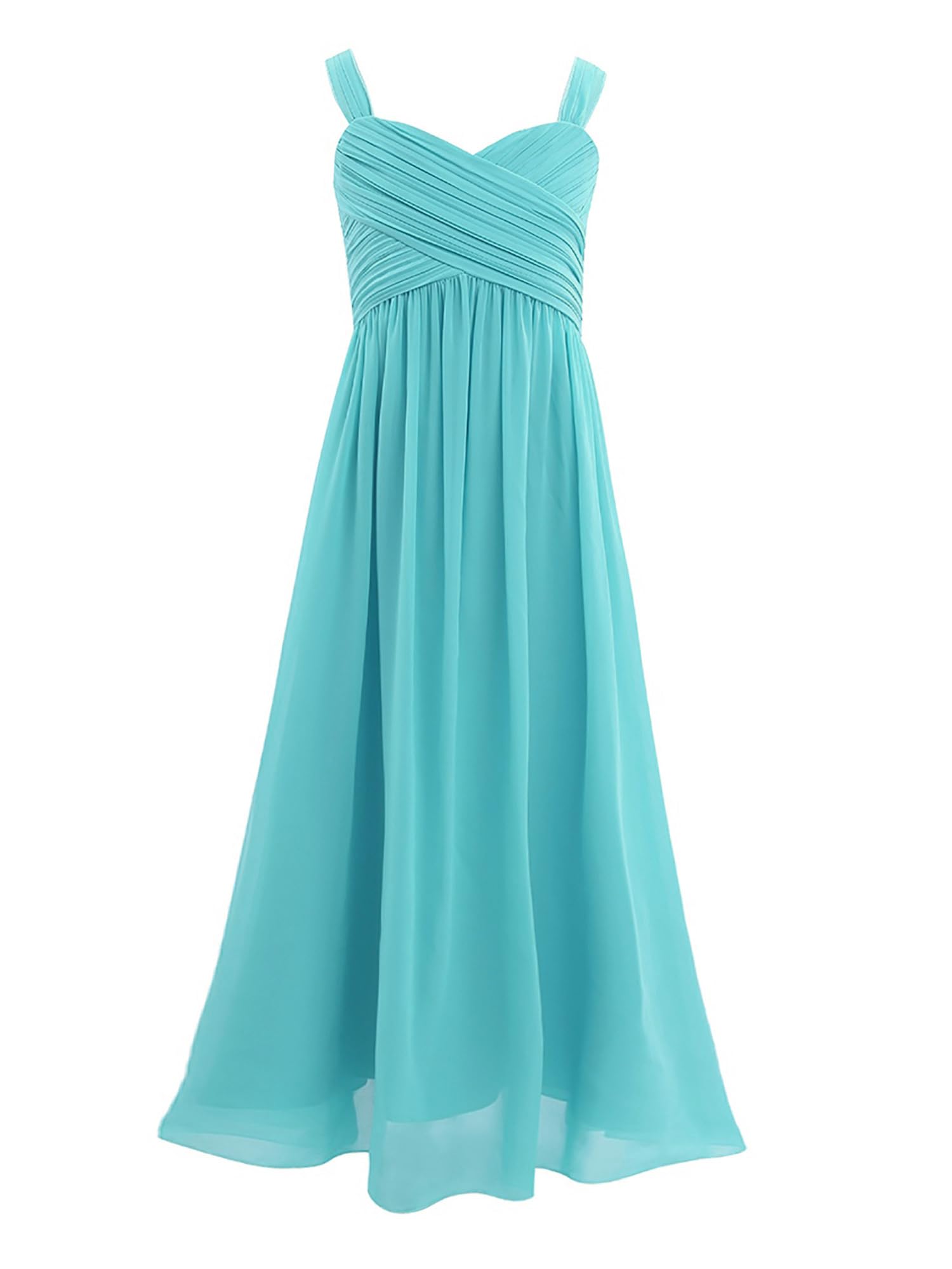 IEFIEL Vestido Largo de Fiesta Elegante para Niña con Cuello en V Vestido de Gasa Ceremonia Vestido de Dama de Honor Cóctel Desfile Bola 6-16 Años
