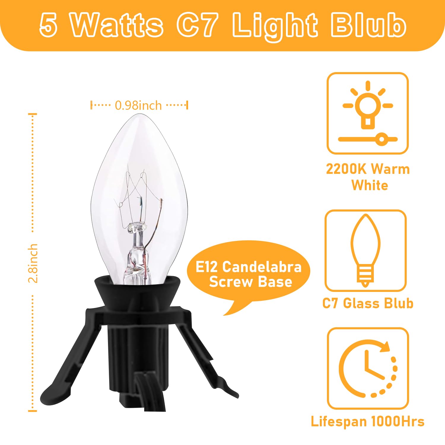 PASUTO Light Bulbs & Cords - 4 Pack C7 Bulbs -2