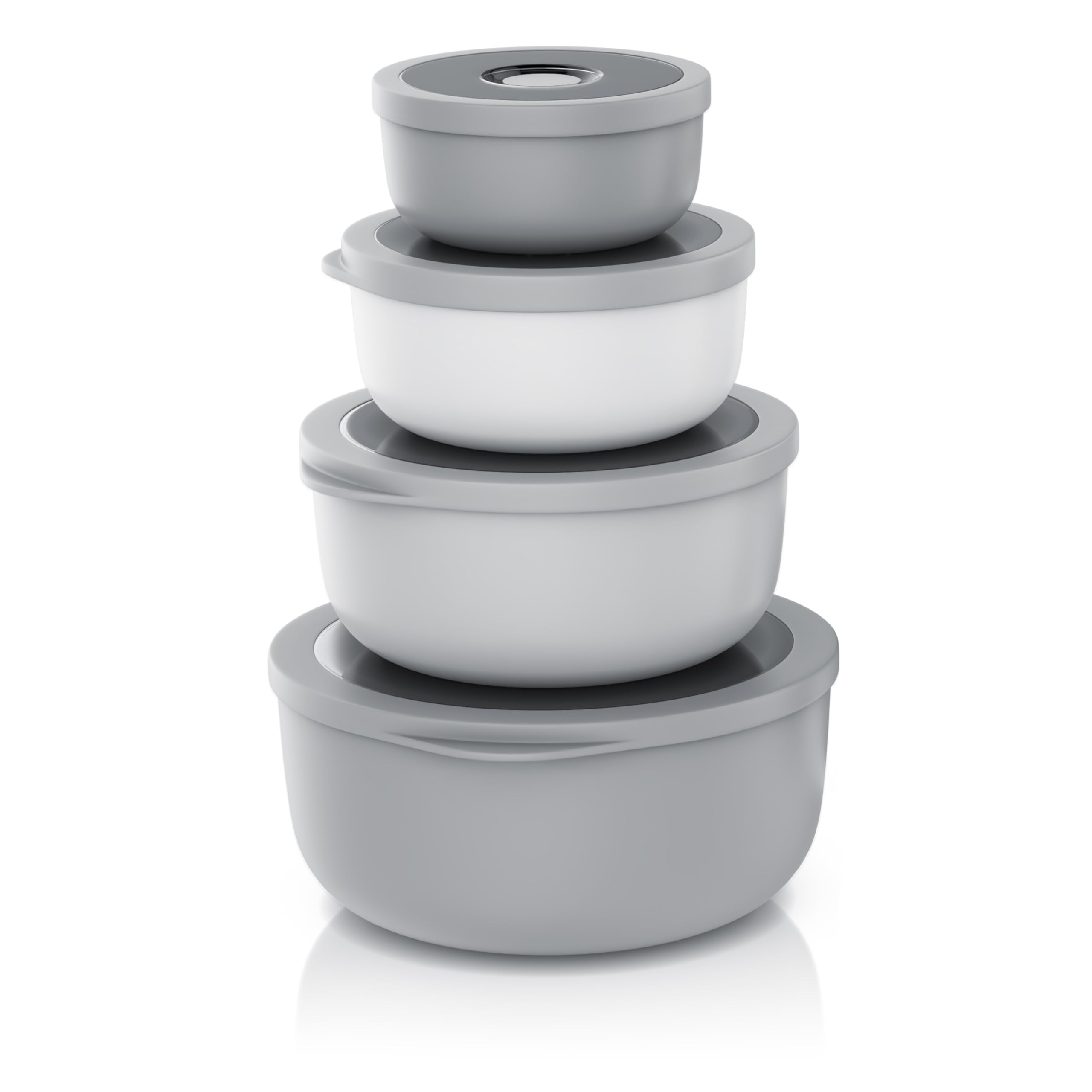 Arendo - Vorratsdosen Set mit Deckel – 4er Set - Salatschüssel Rührschüssel - Schüssel Set in verschiedenen Größen – lebensmittelecht – Spülmaschinen und Mikrowellen geeignet – rund 0,35 bis 2 Liter