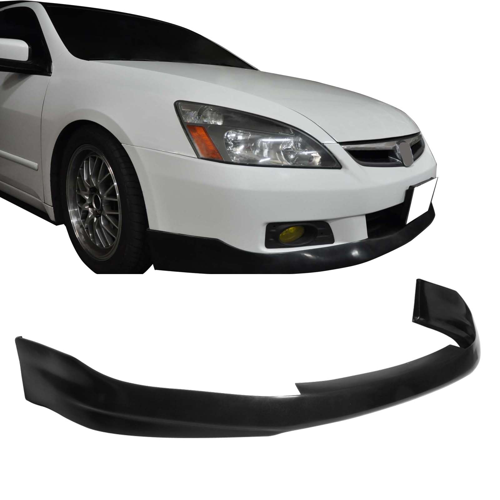 Front Bumper Lip Compatible With 2006-2007 Honda Accord, HF-P Style Black PU Front Lip Finisher Under Chin Spoiler Add On by IKON MOTORSPORTS