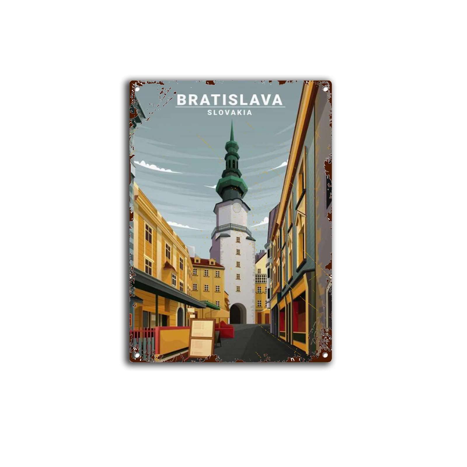 peiyeety Vintage Bratislava Slovakia Poster Metal Aluminium Tin Sign 8x12 Inch Wall Decor