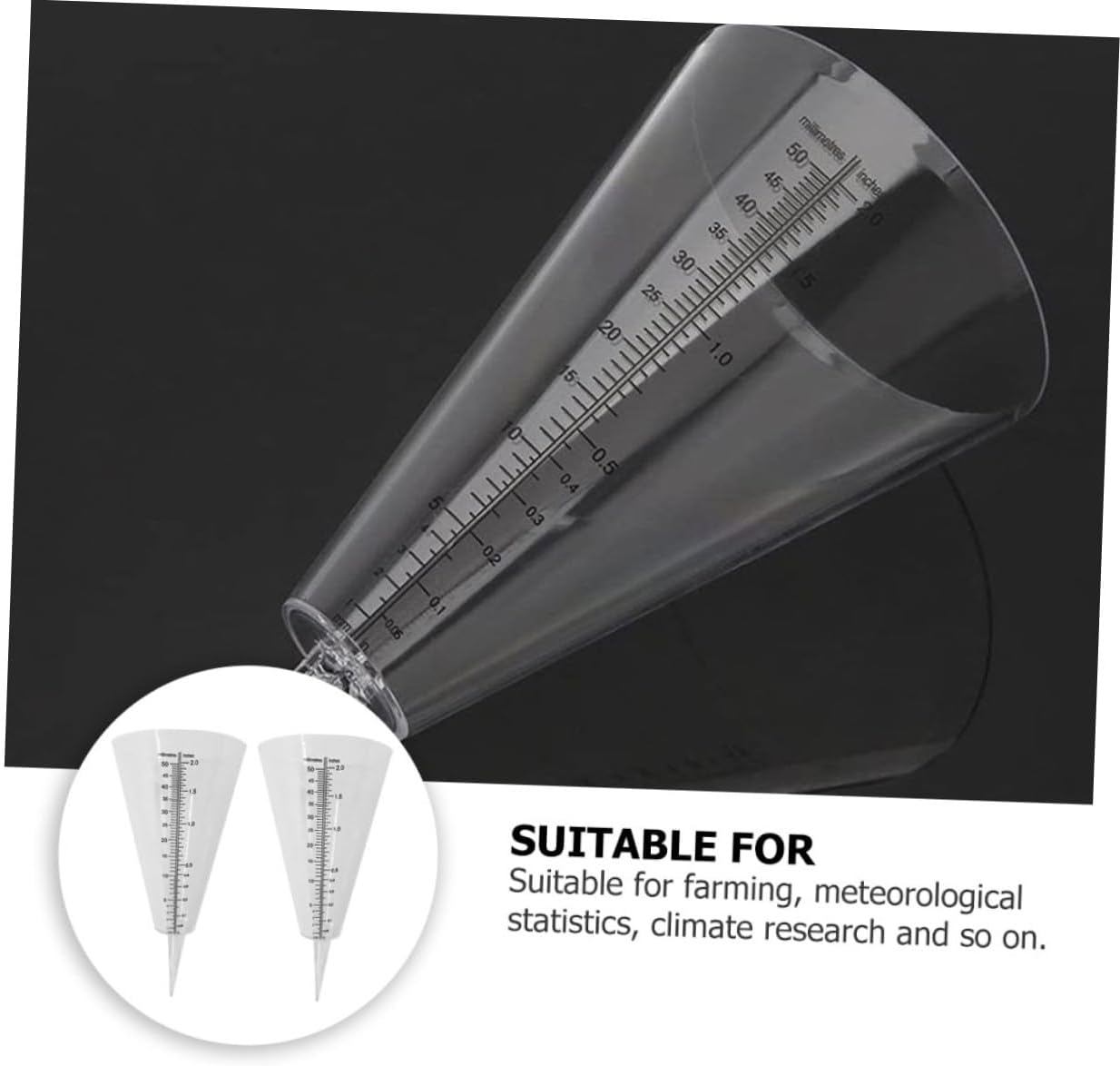 6pcs Outdoor Cone Shaped Rain Gauge Double Scale for Accurate Precipitation Measurement Millimeters and Design for Easy Reading and Practical Use