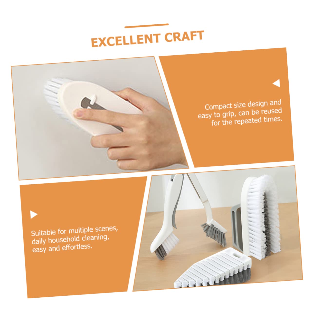 MAGICLULU Juego de 2 Herramientas de Limpieza Esenciales: Cepillo para Fregar para Cocina Suelo Ventana Cepillo Limpiador de Costuras Hogar.