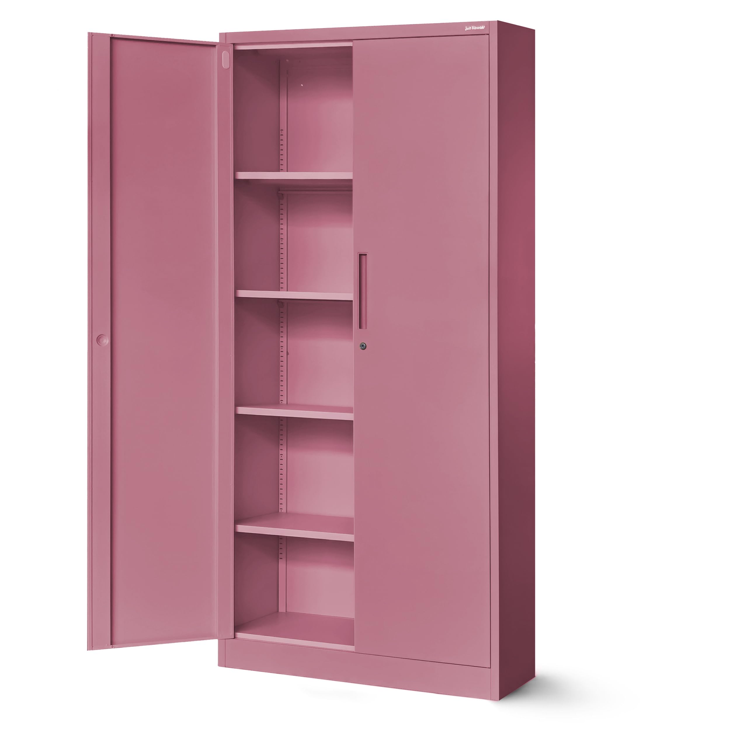 Jan Nowak Aktenschrank C001H Büroschrank Metallschrank Aufbewahrungsschrank 4 verstellbare Fachböden Pulverbeschichtet Abschließbar 195 cm x 90 cm x 40 cm (Rosa)