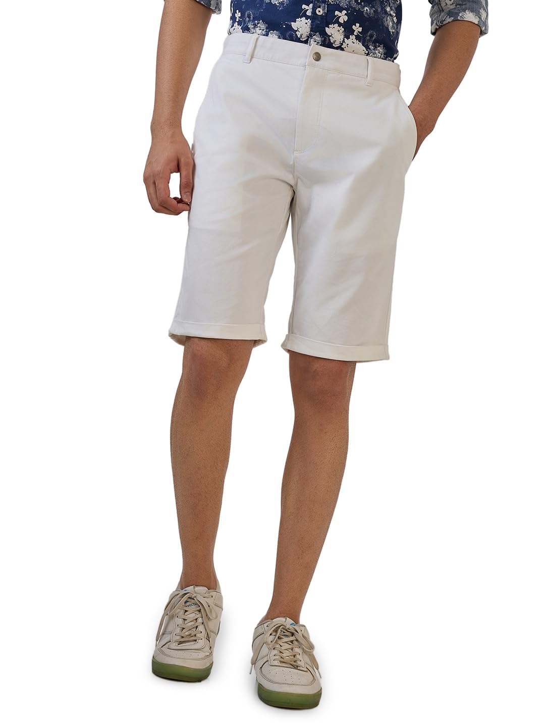 colorplus Men Regular Fit Twill Pattern Cotton Blend Casual Shorts-picture-54