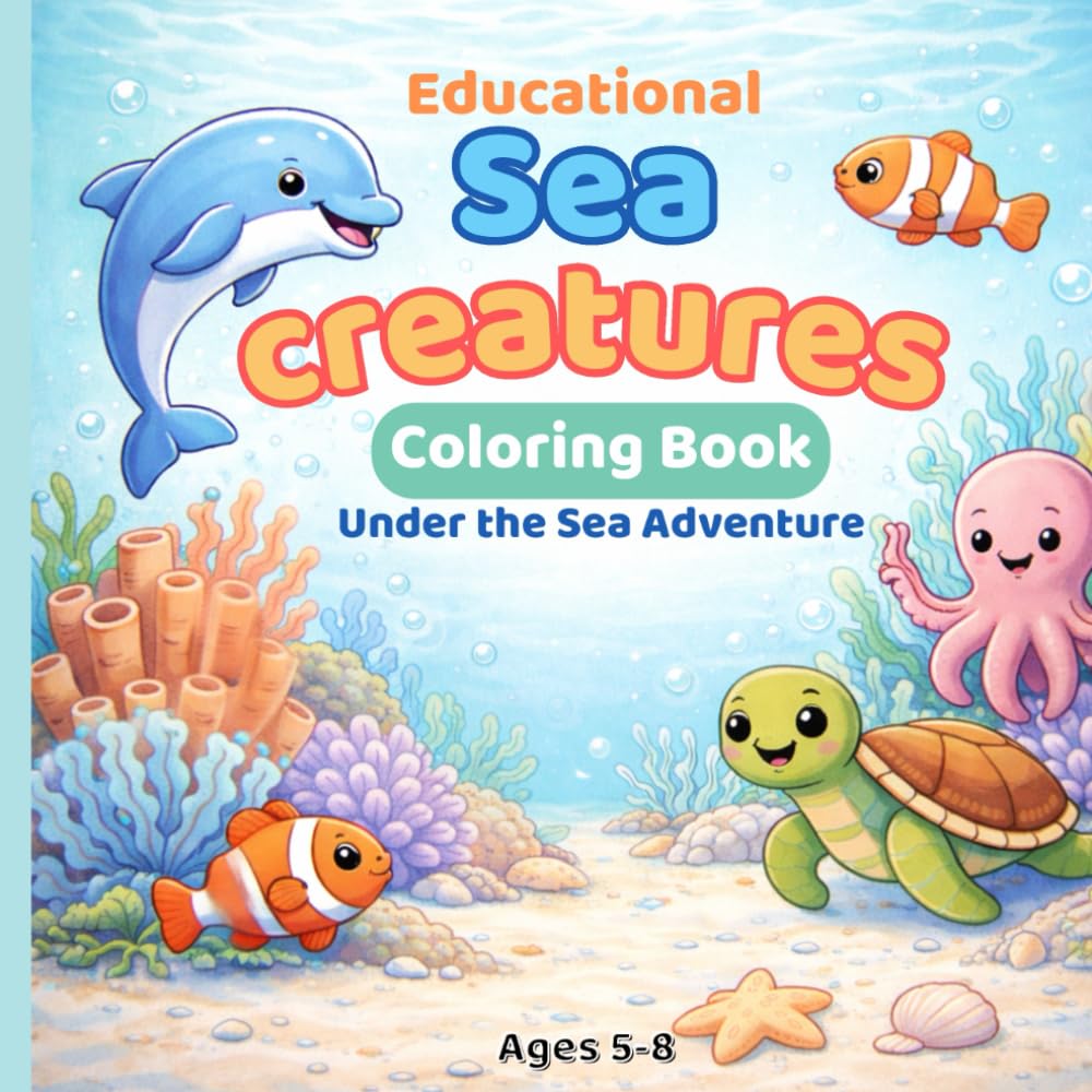 Educational Sea Creatures Coloring Book: Under The Sea Adventure