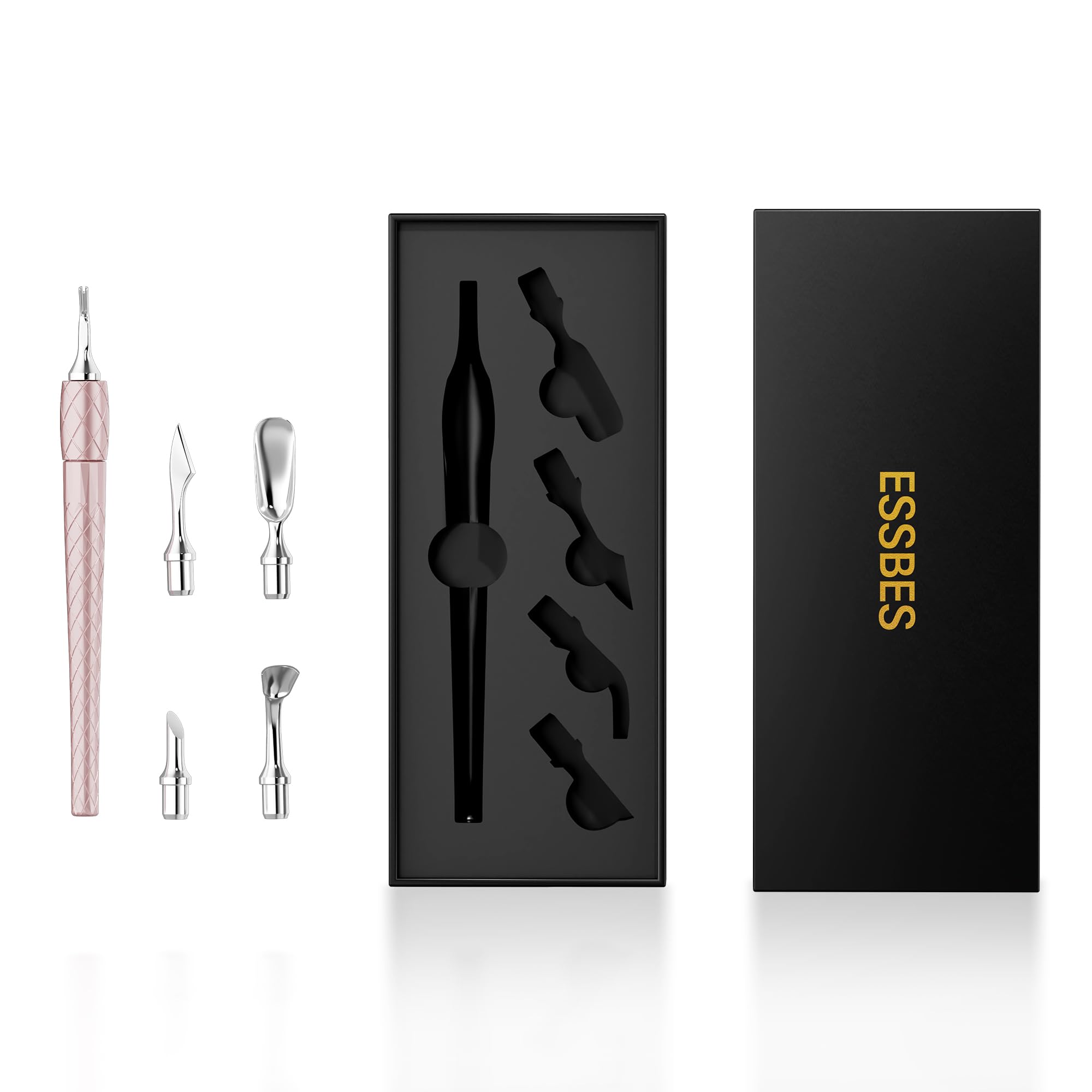 Juego de empujador de cutículas 5 en 1 con mango de aluminio, herramienta de limpieza de uñas de precisión para manicura y pedicura