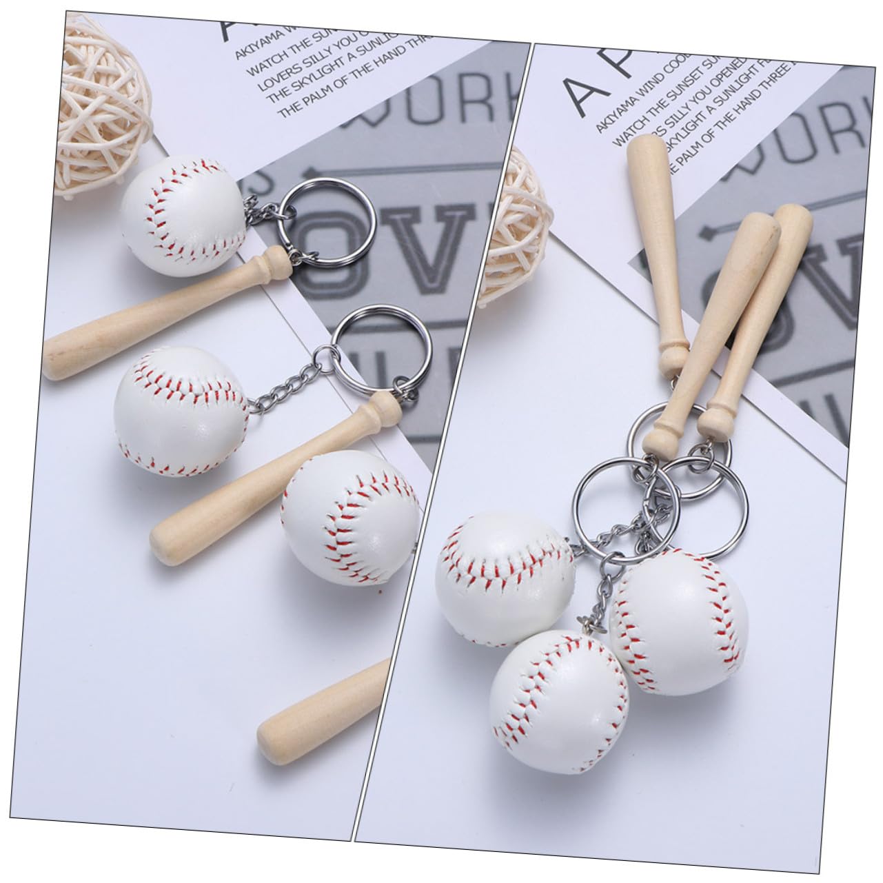 Healeved 16pezzi Portachiavi Forma di Mazza da Baseball Portachiavi per Borsa Souvenir Festa Sportiva Bomboniere Festa Ciondolo Regali