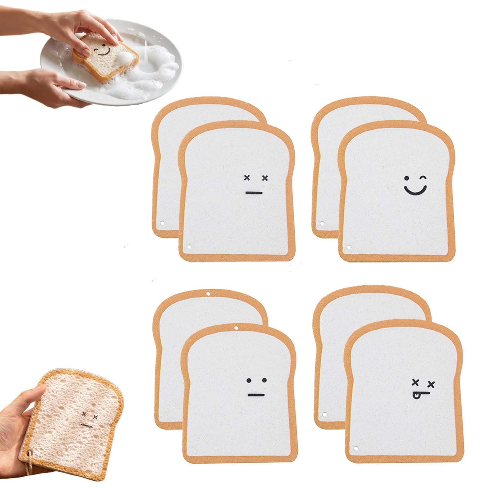 Brotschwämme, kompostierbare Pop-Up-Schwämme in Toastform, Reinigungspads aus pflanzlicher Zellulose, kratzfreie Spülschwämme, Wiederverwendbare, saugfähige und lustige Reinigungswerkzeuge (8PCS)