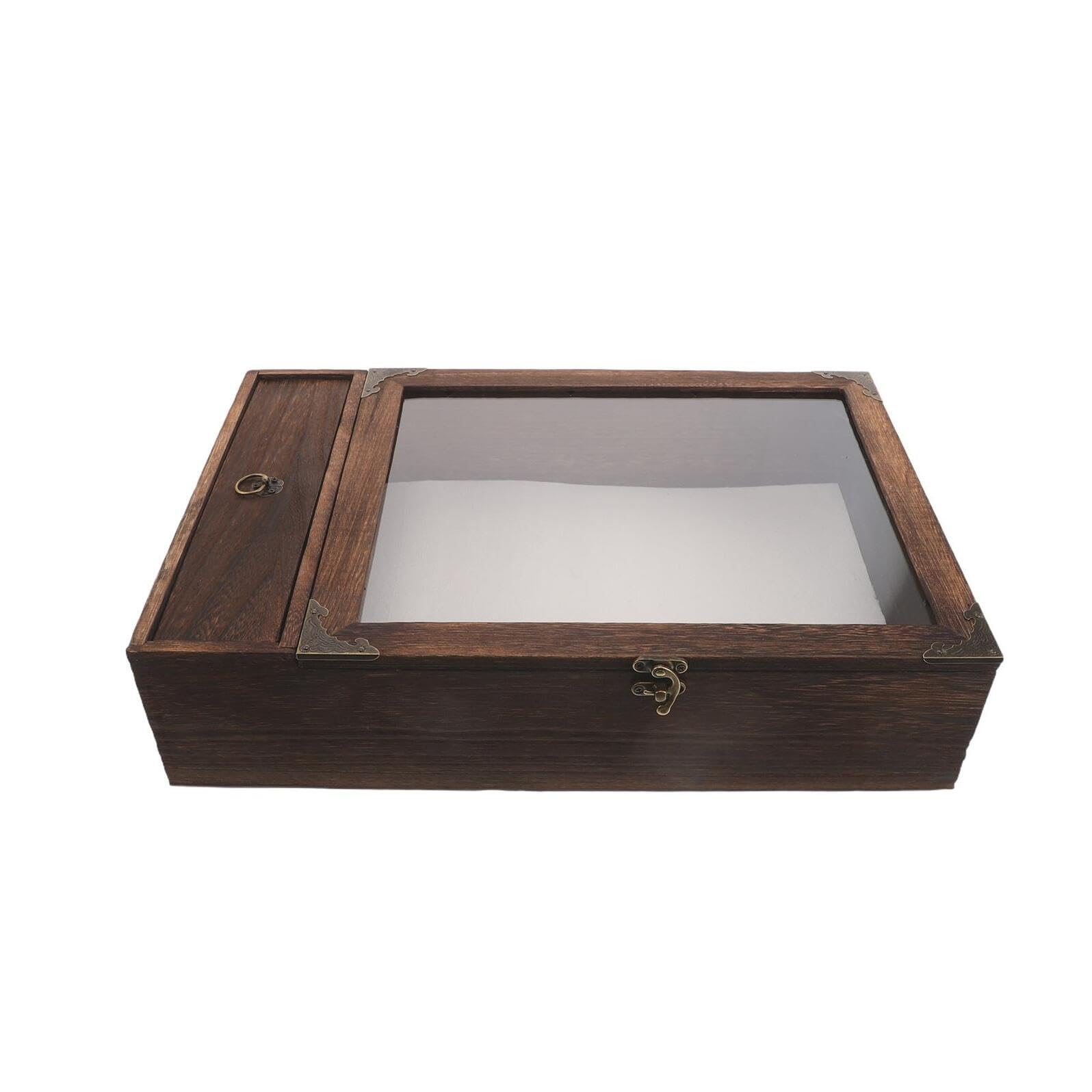 Vitrine collection en bois carbonisé de haute qualité avec tiroir