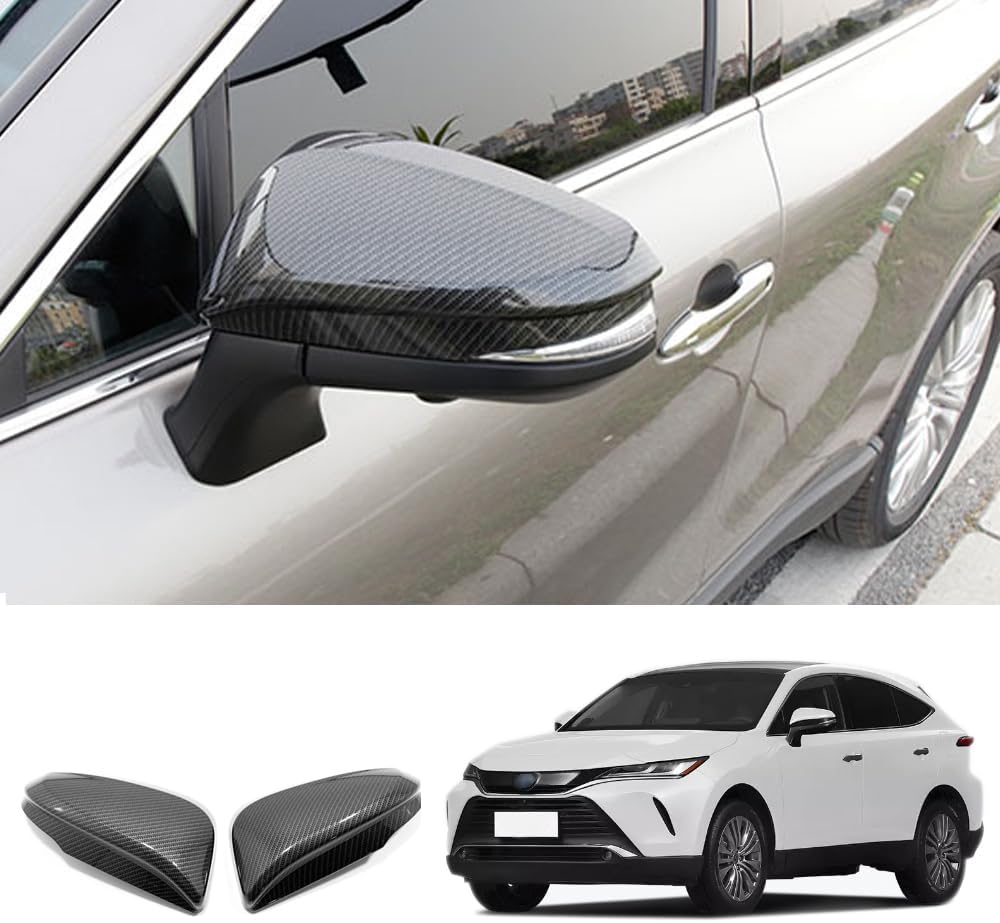 Car Accessories Rear View Mirror Side Molding Cover Trim Compatible with Toyota VENZA 2021 2022 2023 2024 (Carbon Fiber Style) 2PCS ABS