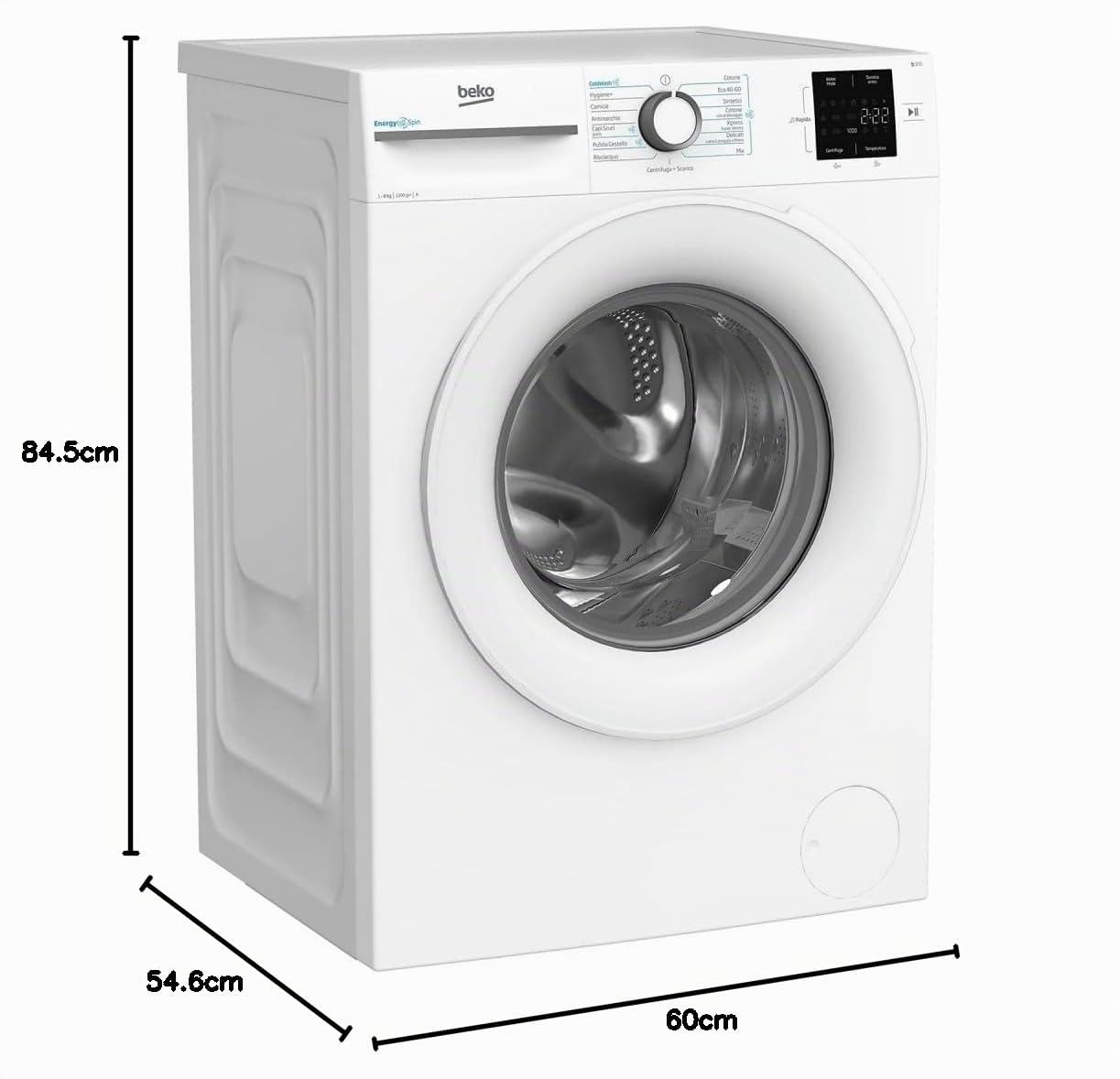 Beko Lavatrice 8kg Energy Spin A Inverter Vapore 1200giri Bmwu3821w