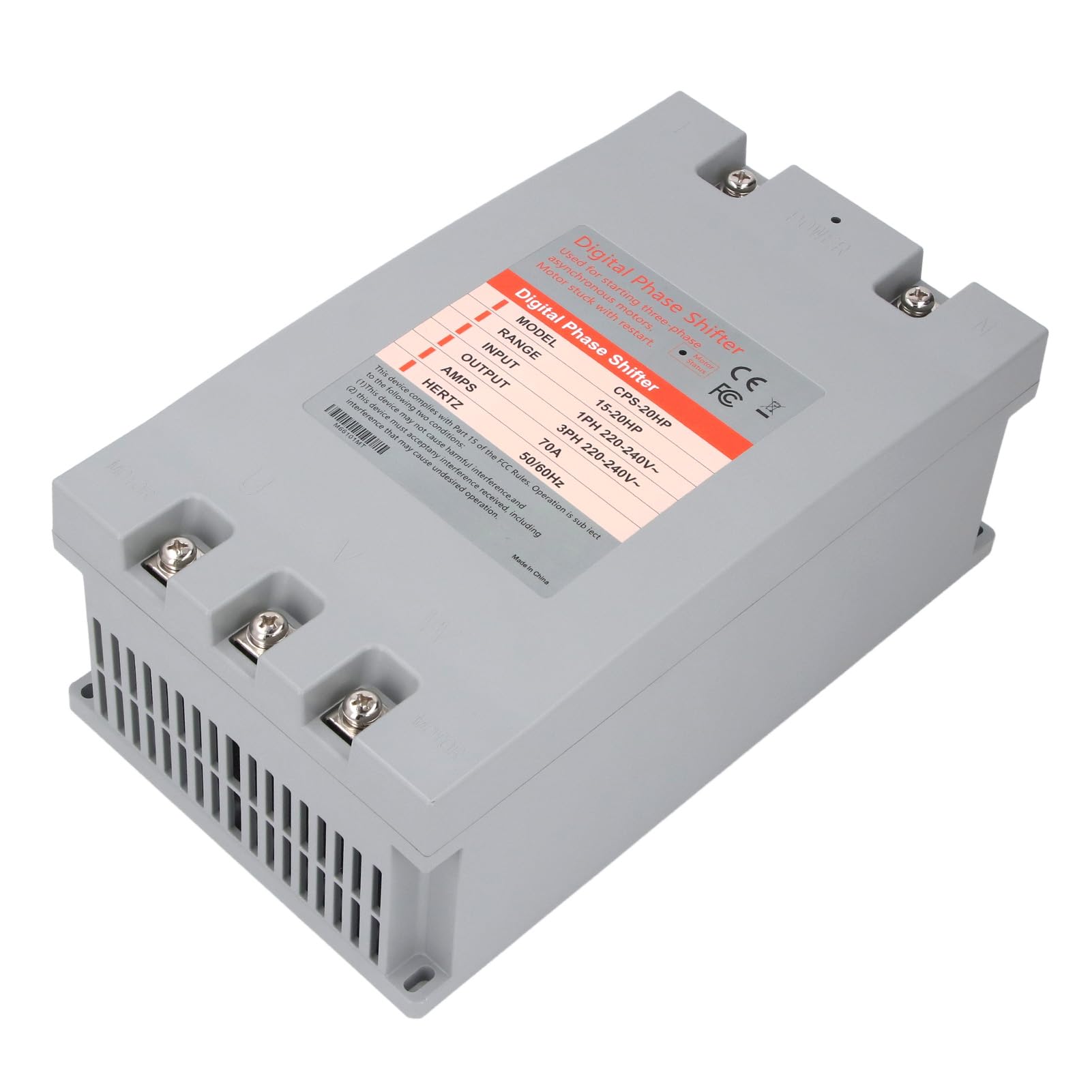 Garosa Convertitore Monofase-trifase, Sfasatore Digitale per Motori CA 11-15KW 70A, Inverter Industriale Compatto per Macchine per la Lavorazione del Legno Ascensori per Auto Motori Idraulici
