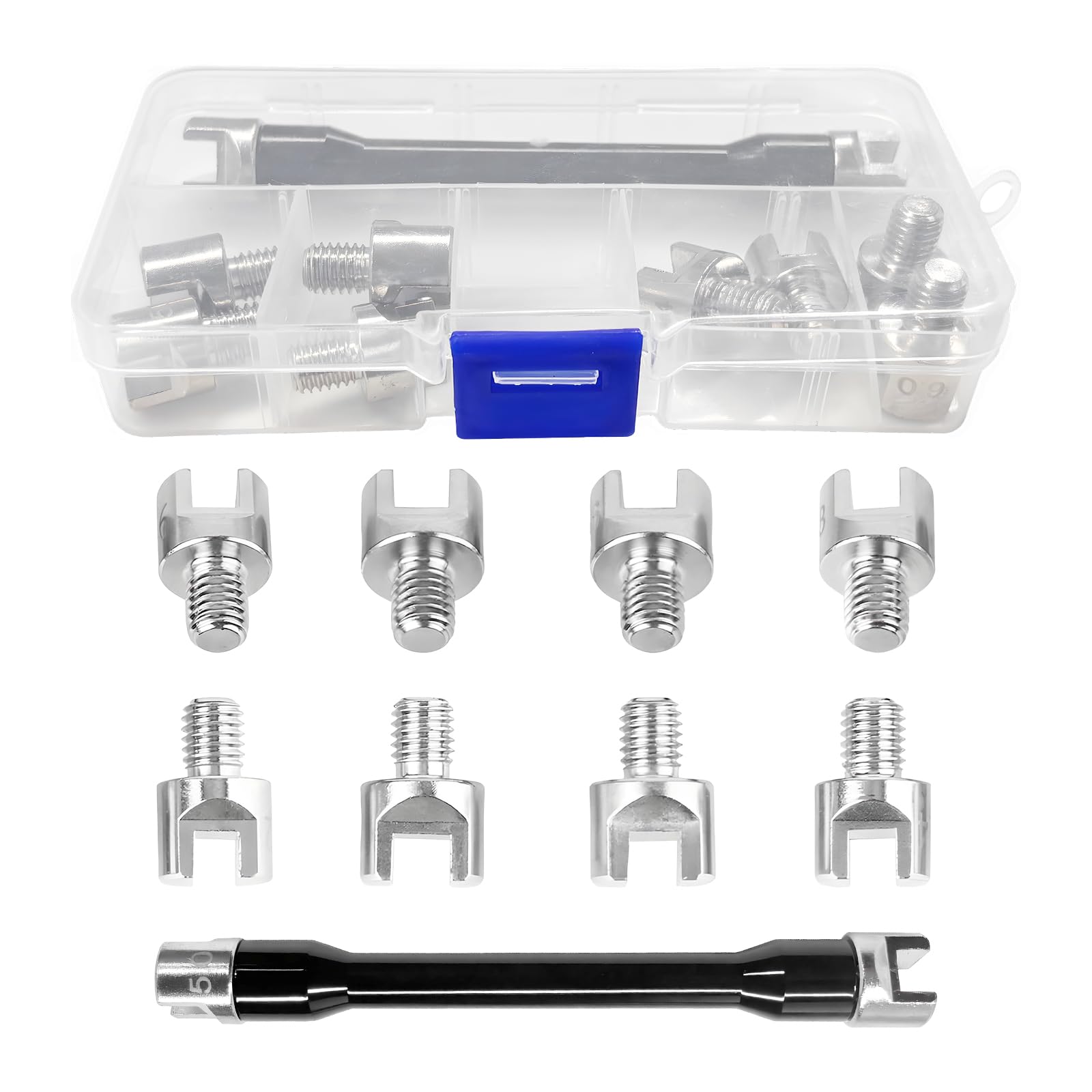 Photo 1 of YTFRL Spoke Wrench Set, Motorcycle Spoke Wrench Repair Tool with 10-Size Interchangeable Heads, 5.0-6.8mm Adjustable Wheel Spoke Spanner Kit for Most Dirt Bikes Motorbikes