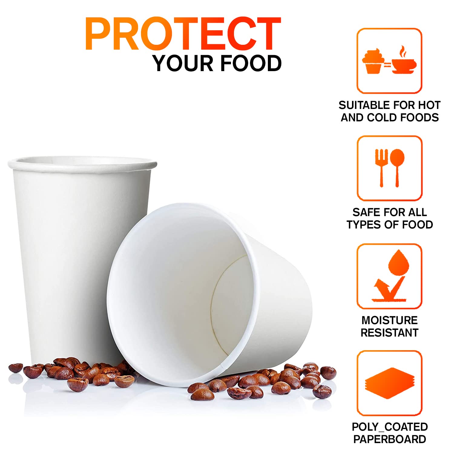 Amazon.com: Smygoods White Disposable Paper Coffee Cups with Lids (24 OZ,  50 Count) For Hot Beverages, Tea, Espresso, Cocoa - To Go Drink Containers,  Caf & Office : Baby