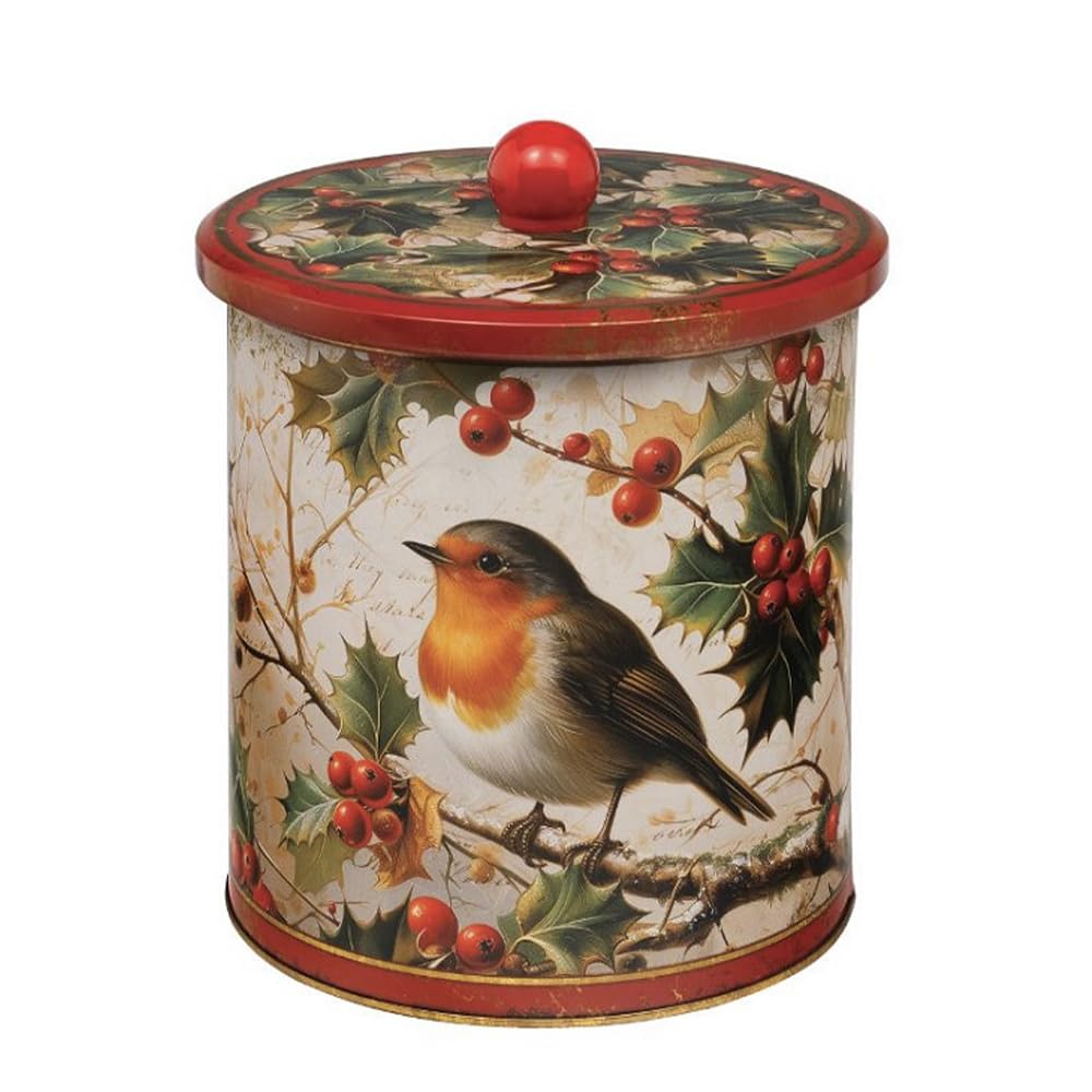 Elite tins Robin Christmas Kitchen Medium Biscuit Barrel - 150(d) x 173mm