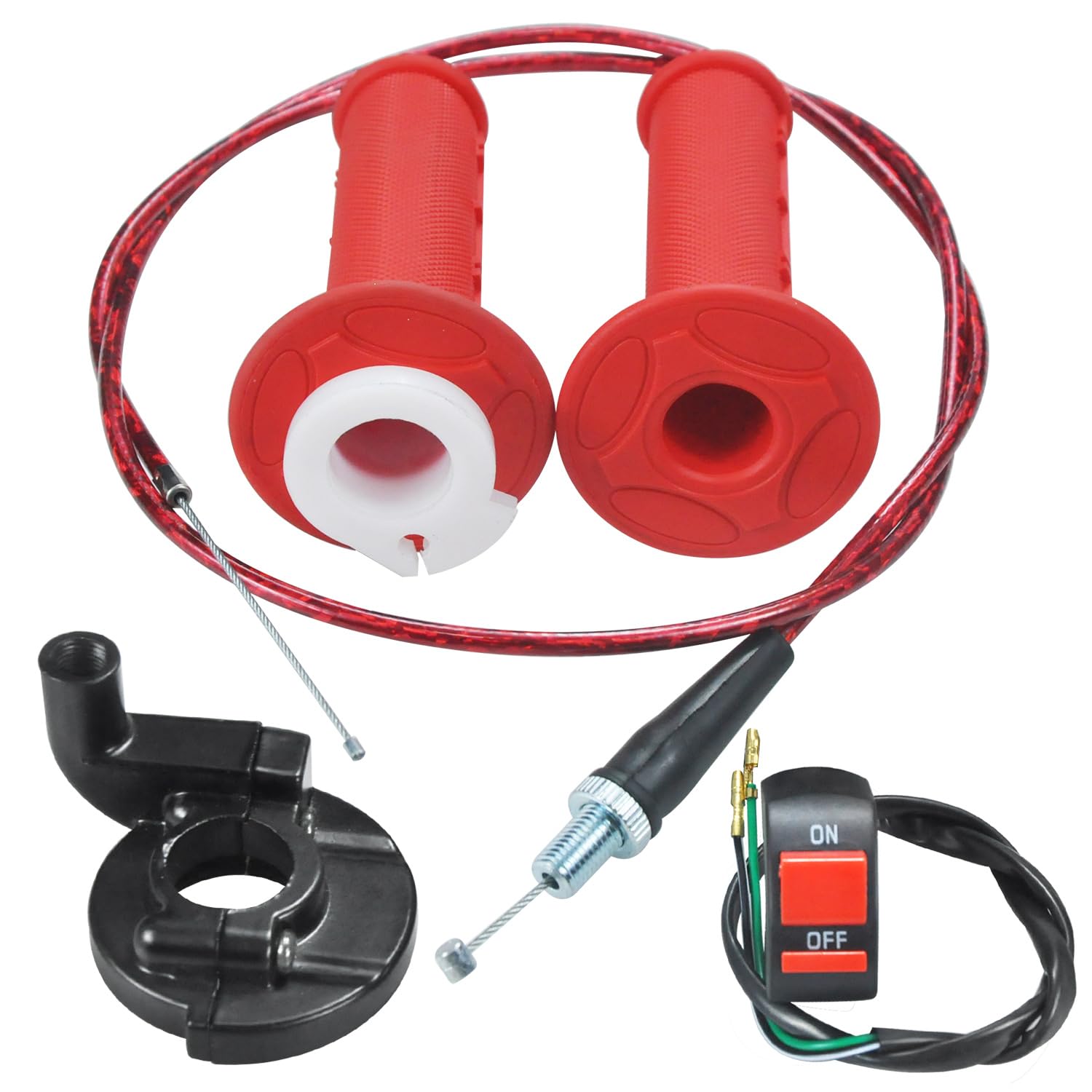 HOLATO 22mm 7/8 Throttle Handle Grips Cable Clamp On Off Switch for Coleman CT100U CT200U Baja Doodlebug Db30 Mb165 Mb200 50cc 90cc 110cc 125cc SSR Coolster Apollo CRF50 Pit Dirt Bike