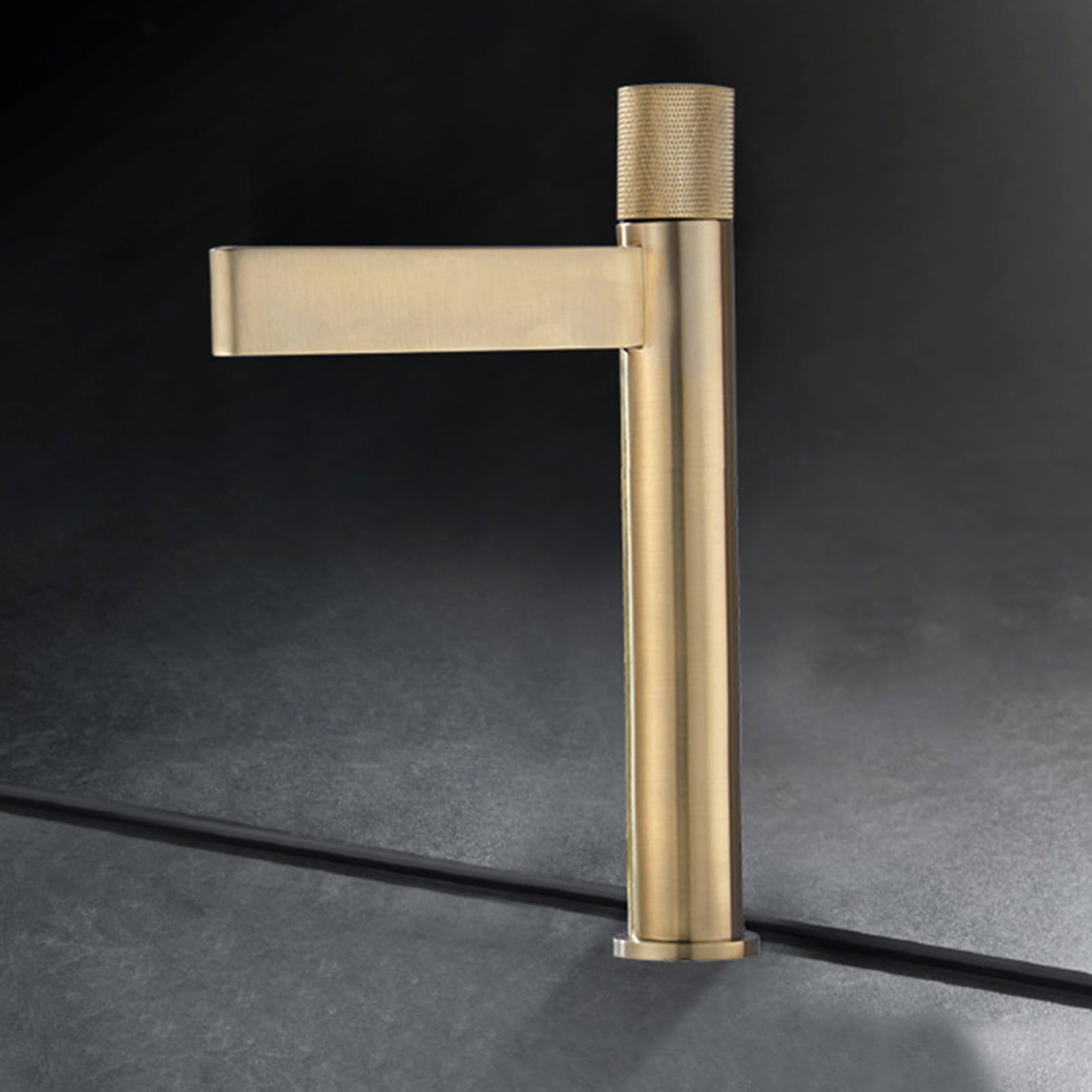 Wasserfall Waschtischarmatur Gebürstetes Gold Waschbeckenarmatur Bad Hoch Armatur Badezimmer Wasserfall mit Kaltes & Heißes Wasser