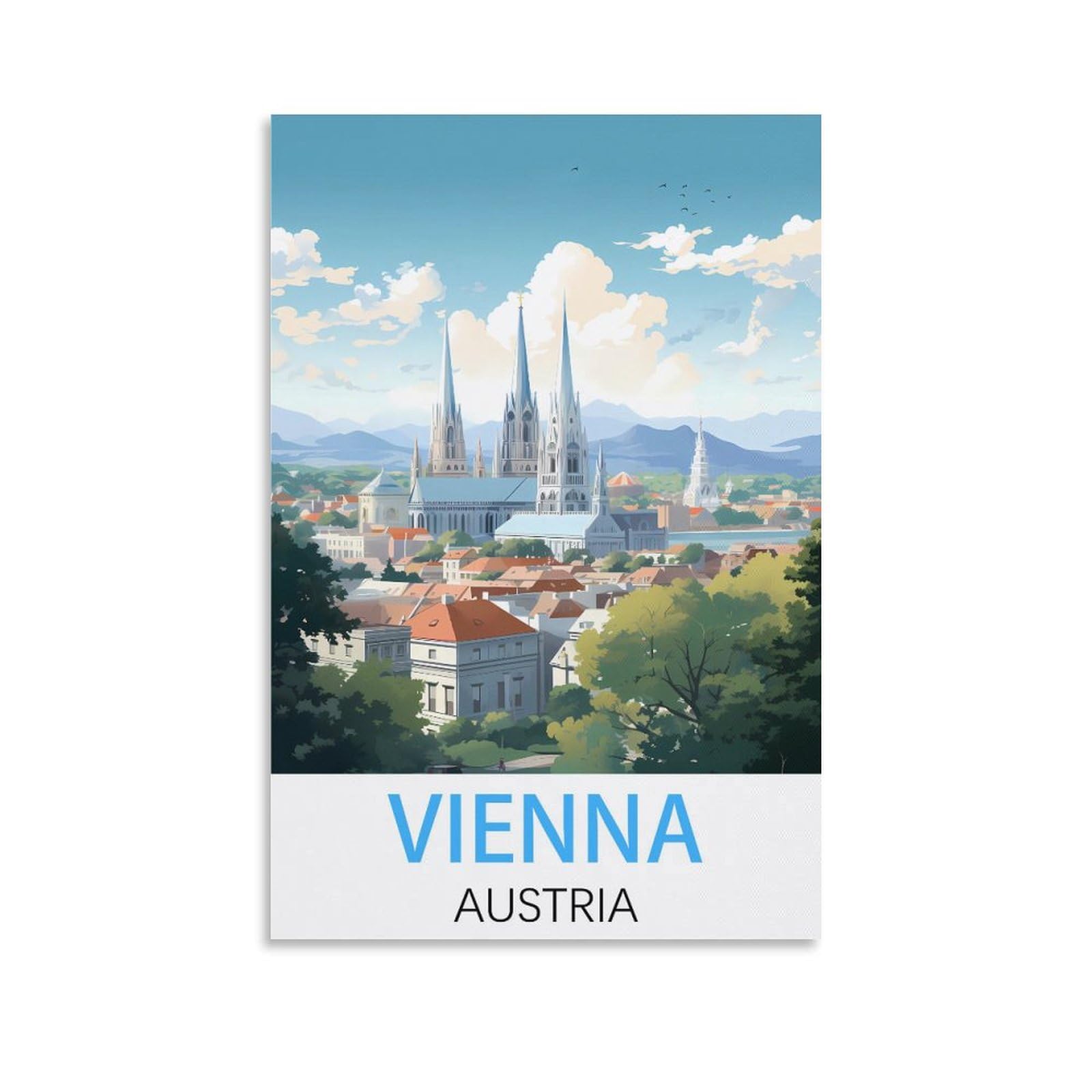 KmoNo Vienna Austria Vintage Travel Posters 12x18inch(30x45cm) Wall Decor Painting Canvas Wall Art Living Room Poster Bedroom