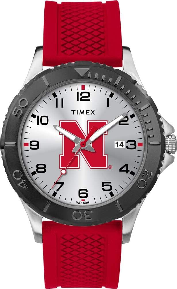 Timex Tribute Men's Collegiate Gamer 42mm Watch – Nebraska Cornhuskers with Red Silicone Strap
