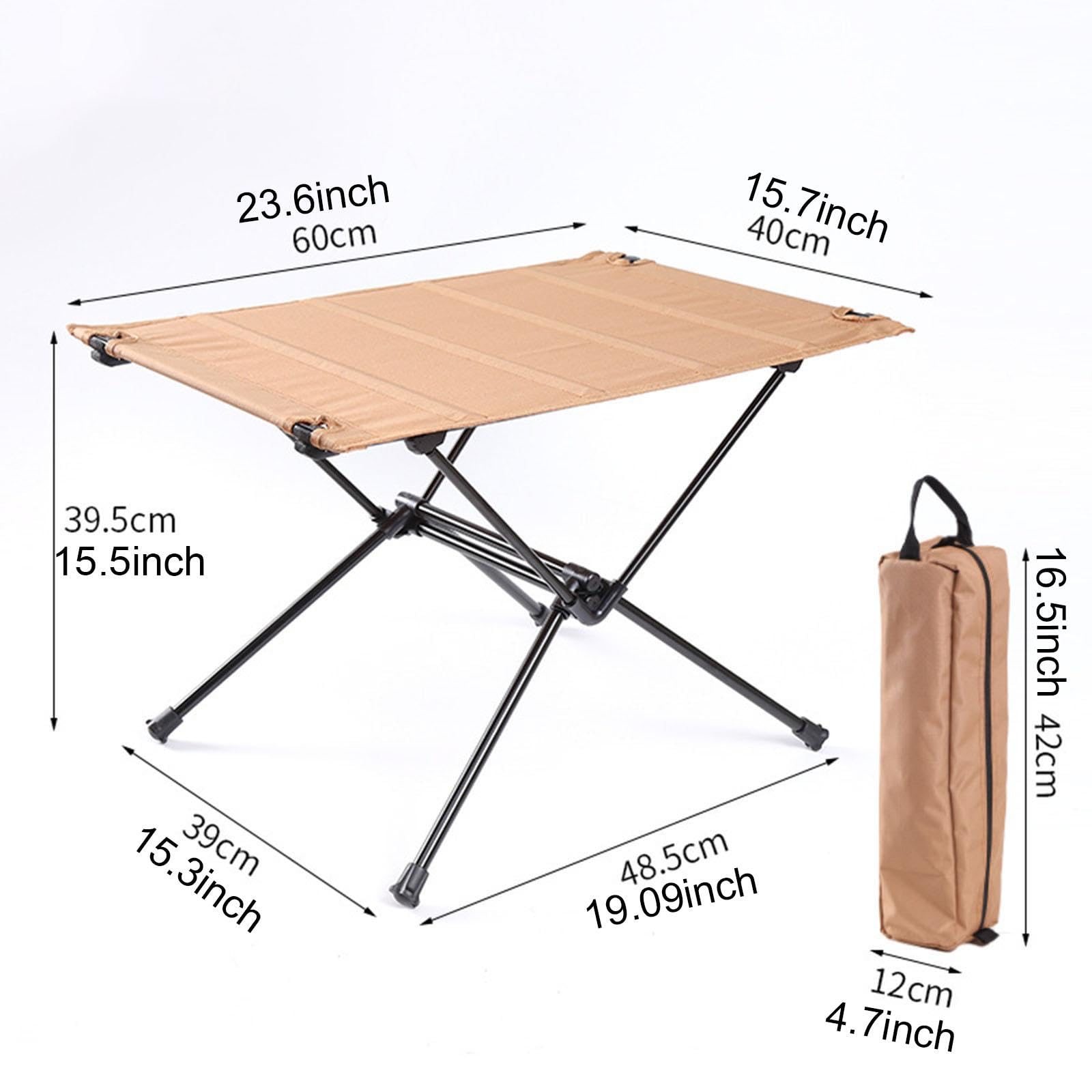 kowaku Folding Camping Table Outdoor Foldable Table with Storage Bag Furniture Beach Table Camping Desk for Backpacking Hiking Yard, Khaki