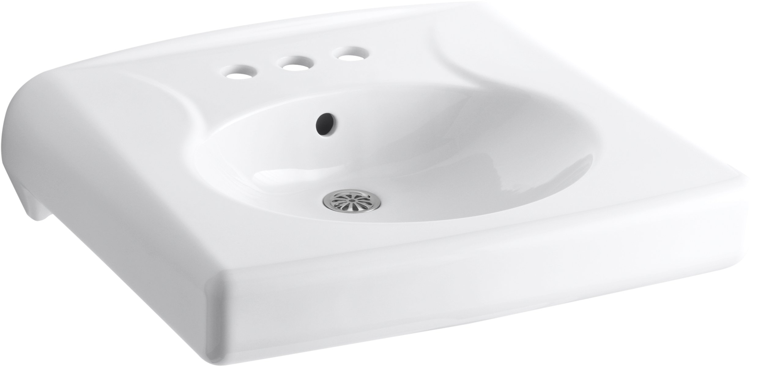 Lavabo de baño Kohler Brenham anti salpicaduras con cuatro orificios para grifo bimando